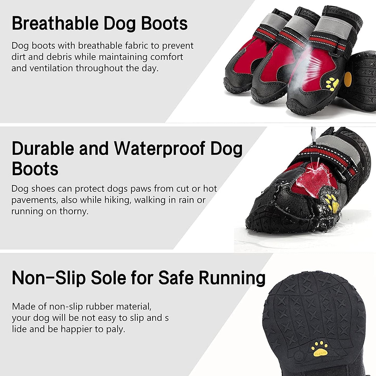 Fuzilin Dog Boots, Waterproof Reflective Breathable Adjustable Dog Summer Beach Hiking Booties with Non-Slip Soles, Dog Water Shoes for Small Medium Large Dogs Hot Pavement Animals & Pet Supplies > Pet Supplies > Dog Supplies > Dog Apparel Fuzilin   