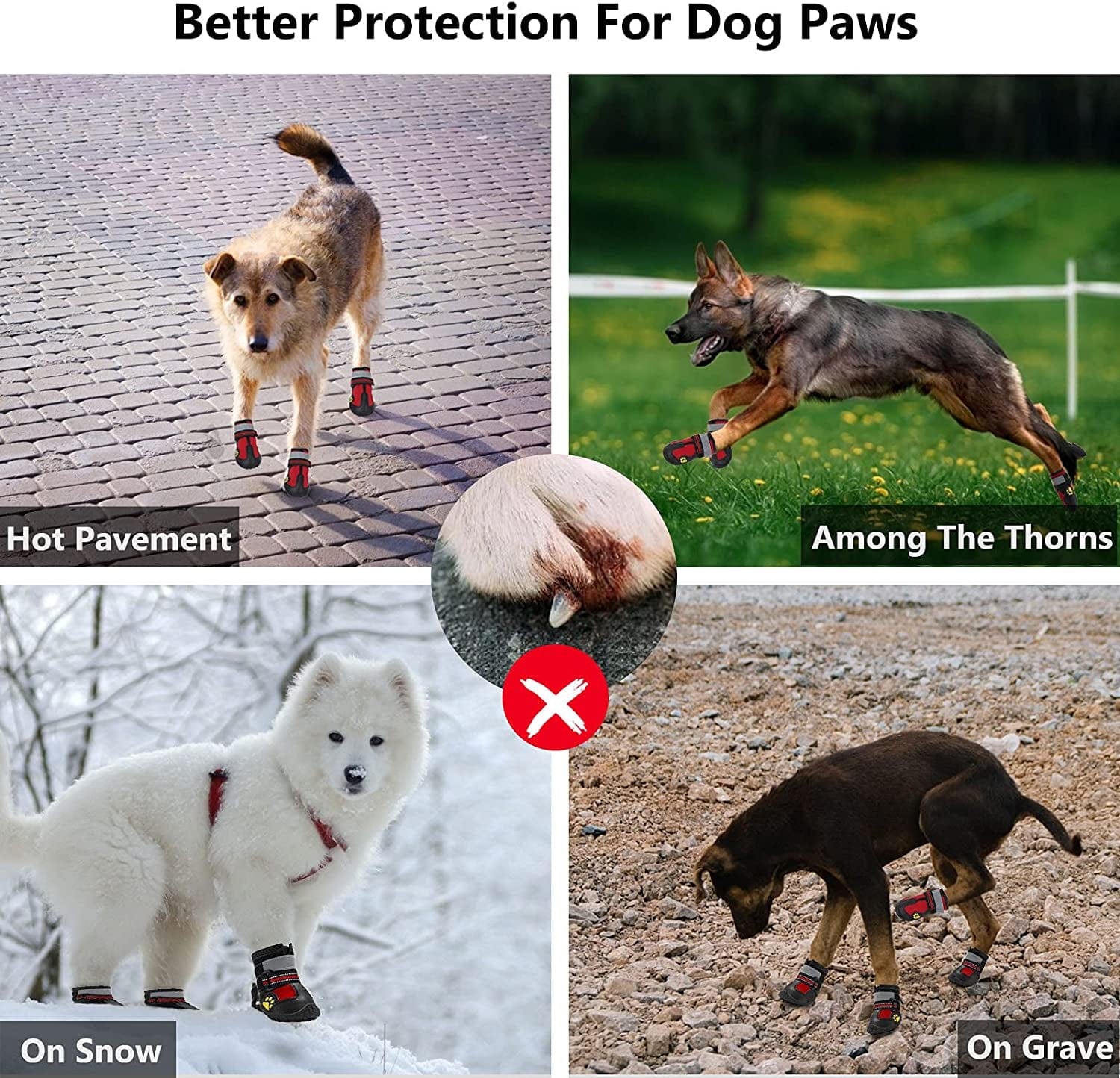 Fuzilin Dog Boots, Waterproof Reflective Breathable Adjustable Dog Summer Beach Hiking Booties with Non-Slip Soles, Dog Water Shoes for Small Medium Large Dogs Hot Pavement Animals & Pet Supplies > Pet Supplies > Dog Supplies > Dog Apparel Fuzilin   