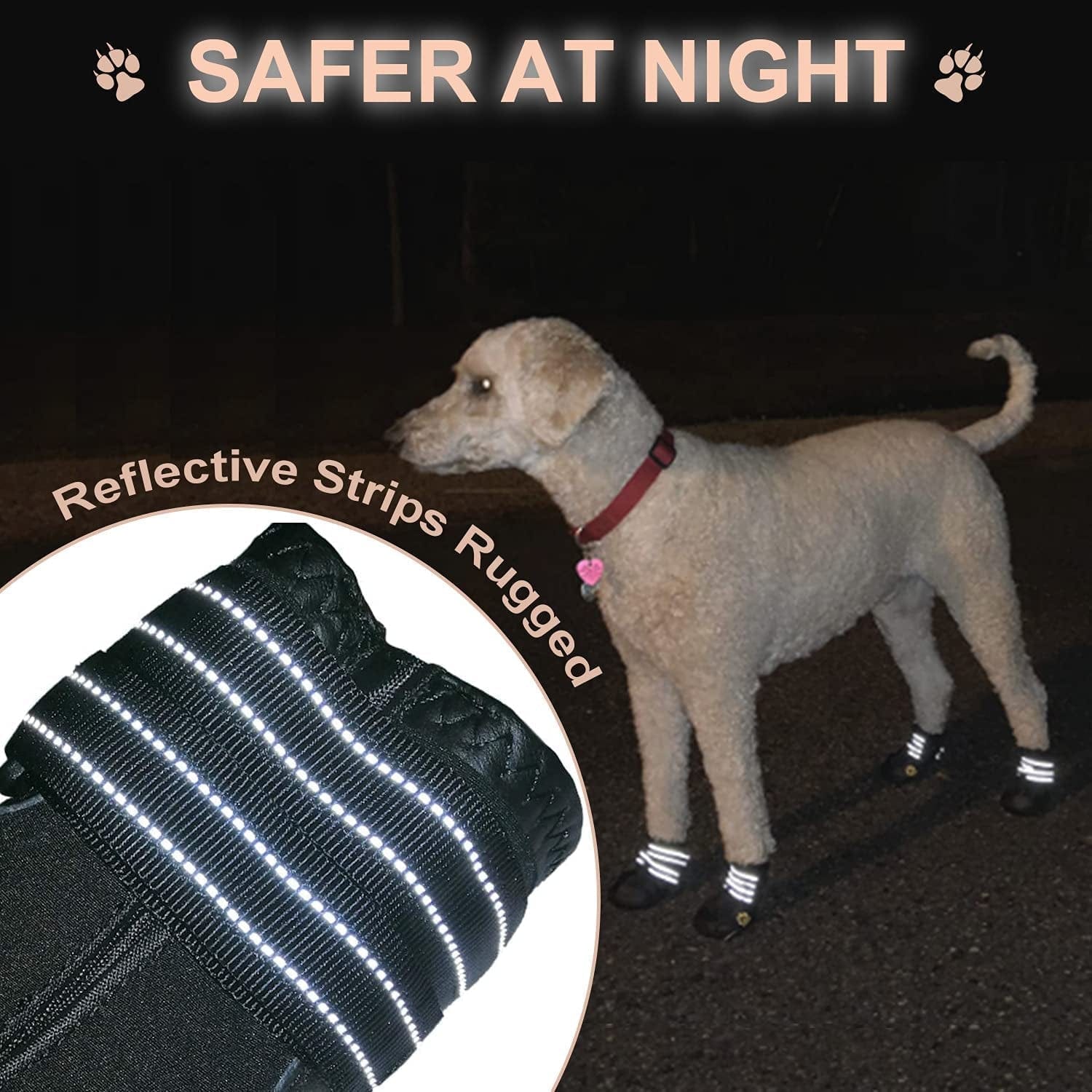 G-Baby Dog Boots Waterproof Dog Shoes, Hot Pavement or Winter Snow Puppy Shoes Boots with Reflective Stripe Raised Anti-Slip Sole, Outdoor Dog Shoes for Small Medium Large Dogs Black 4Pcs a Set Animals & Pet Supplies > Pet Supplies > Dog Supplies > Dog Apparel G-Baby   