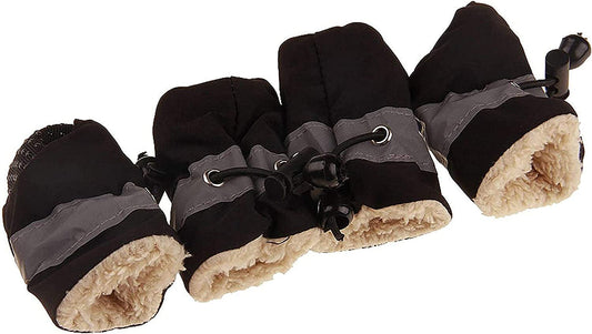 Gabefish anti Slip Dog Socks Shoes Adjustable Drawstring Boot Paw Protectors for Small Medium Pets Cats Black/Thick Large Animals & Pet Supplies > Pet Supplies > Dog Supplies > Dog Apparel GabeFish Black/Thick L/4 (Weight: 7-11lb) 