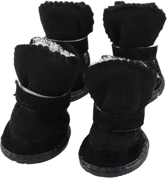 Gabefish Puppy Cute Cozy Warm anti Slip Winter Boots for Small Medium Dogs Pets Cats Thicken Fleece Snow Shoes Black X-Small Animals & Pet Supplies > Pet Supplies > Dog Supplies > Dog Apparel GabeFish Black Label: 1 (Weight: 1lb) 