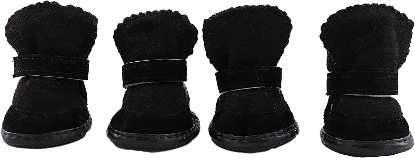 Gabefish Puppy Cute Cozy Warm anti Slip Winter Boots for Small Medium Dogs Pets Cats Thicken Fleece Snow Shoes Black X-Small Animals & Pet Supplies > Pet Supplies > Dog Supplies > Dog Apparel GabeFish   