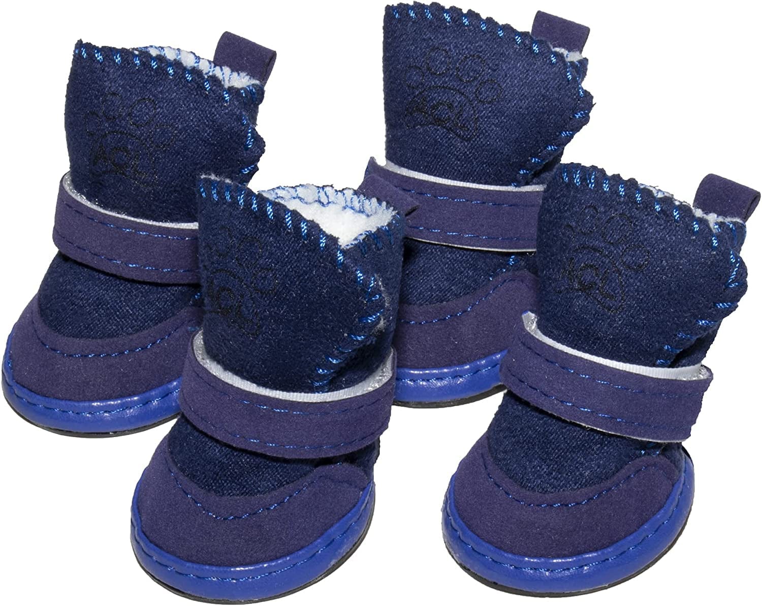 Gabefish Puppy Cute Cozy Warm anti Slip Winter Boots for Small Medium Dogs Pets Cats Thicken Fleece Snow Shoes Black X-Small Animals & Pet Supplies > Pet Supplies > Dog Supplies > Dog Apparel GabeFish Dark Blue Label: 4 (Weight: 8lb) 