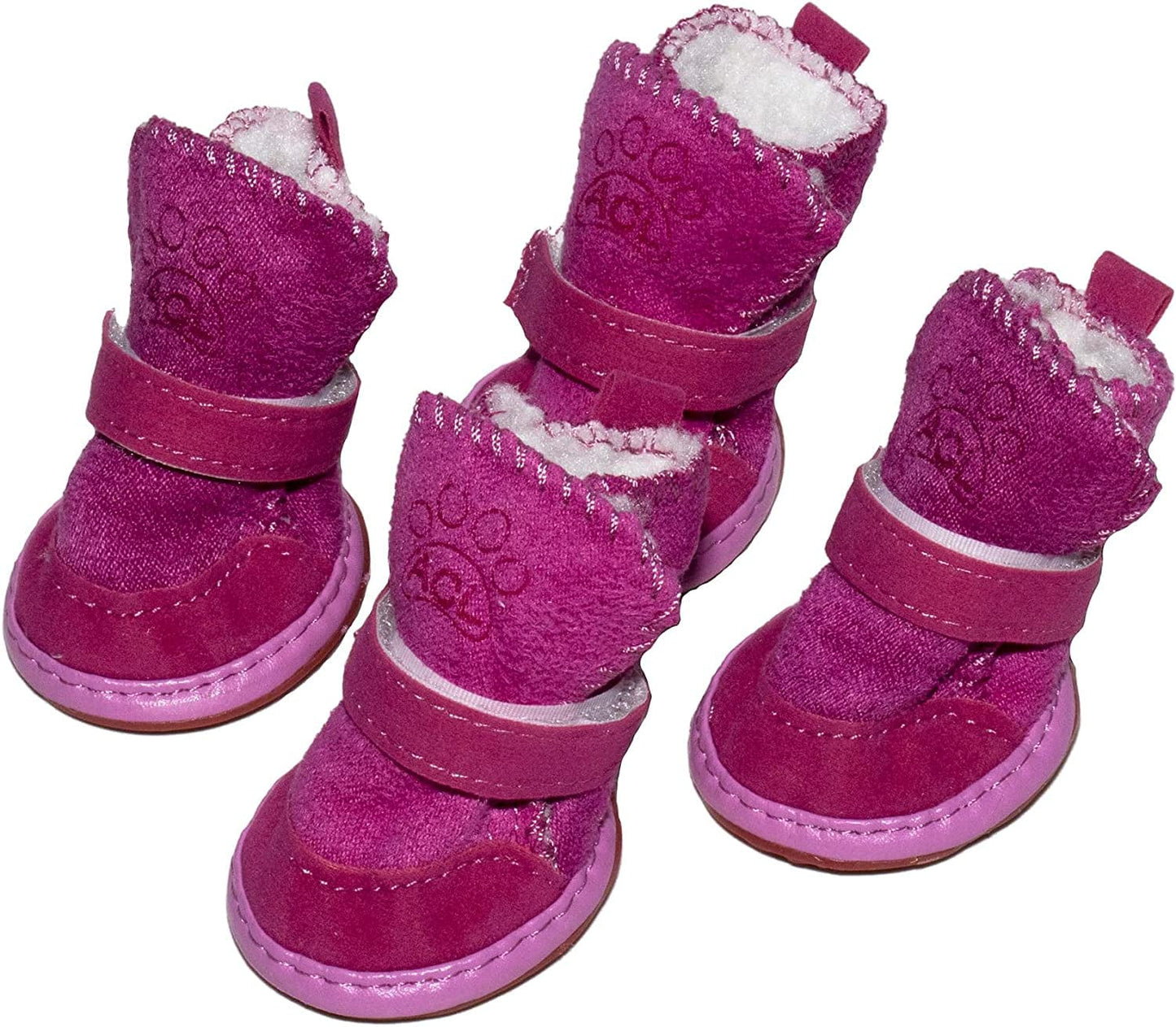 Gabefish Puppy Cute Cozy Warm anti Slip Winter Boots for Small Medium Dogs Pets Cats Thicken Fleece Snow Shoes Black X-Small Animals & Pet Supplies > Pet Supplies > Dog Supplies > Dog Apparel GabeFish Purple Label: 4 (Weight: 8lb) 