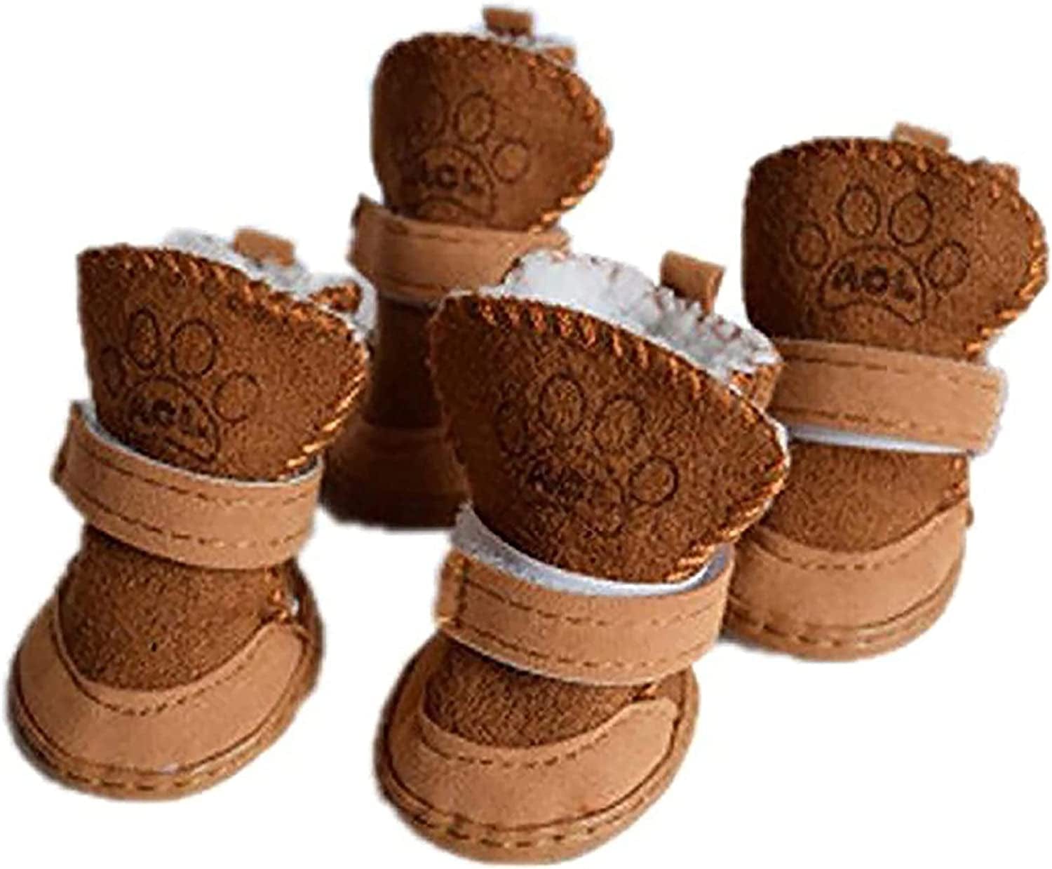 Gabefish Puppy Cute Cozy Warm anti Slip Winter Boots for Small Medium Dogs Pets Cats Thicken Fleece Snow Shoes Black X-Small Animals & Pet Supplies > Pet Supplies > Dog Supplies > Dog Apparel GabeFish Brown Label: 4 (Weight: 8lb) 