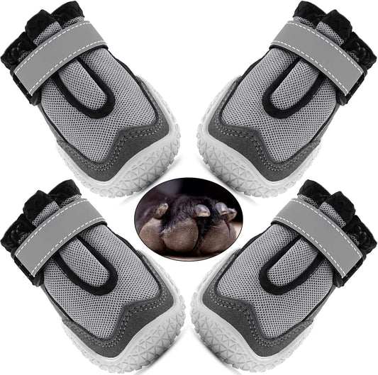 Gawwapet Dog Shoes Breathable Dog Boots with with Reflective Strips Rugged Anti-Slip Sole 4Pcs/Set for Small Medium Large Dogs Animals & Pet Supplies > Pet Supplies > Dog Supplies > Dog Apparel Gawwapet Size 4-1.97"  