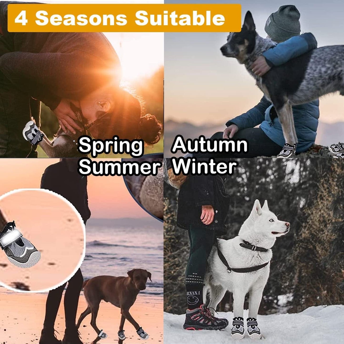 Gawwapet Dog Shoes Breathable Dog Boots with with Reflective Strips Rugged Anti-Slip Sole 4Pcs/Set for Small Medium Large Dogs Animals & Pet Supplies > Pet Supplies > Dog Supplies > Dog Apparel Gawwapet   