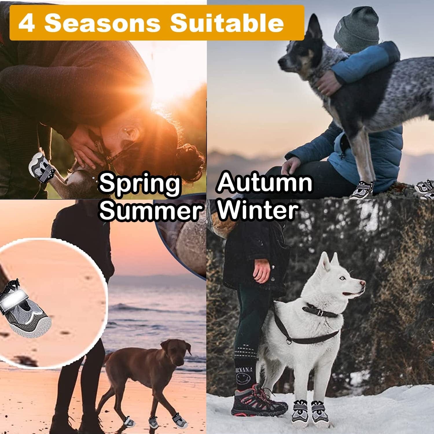 Gawwapet Dog Shoes Breathable Dog Boots with with Reflective Strips Rugged Anti-Slip Sole 4Pcs/Set for Small Medium Large Dogs Animals & Pet Supplies > Pet Supplies > Dog Supplies > Dog Apparel Gawwapet   