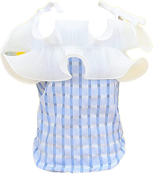 Generic Pet Shirt Plaid Print Pet Dog Sling Vest Outfit Dress-Up Comfortable Stylish Breathable Sky Blue M