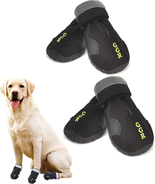 GGR Dog Shoes Pet Boots 4 Pcs Outdoor Waterproof and Wearproof Running Shoes for Dogs Pet Rain Boots (6#（2.9’’X2.5’’）, Black) Animals & Pet Supplies > Pet Supplies > Dog Supplies > Dog Apparel ggr Waterproof 6#（2.9’’X2.5’’） 