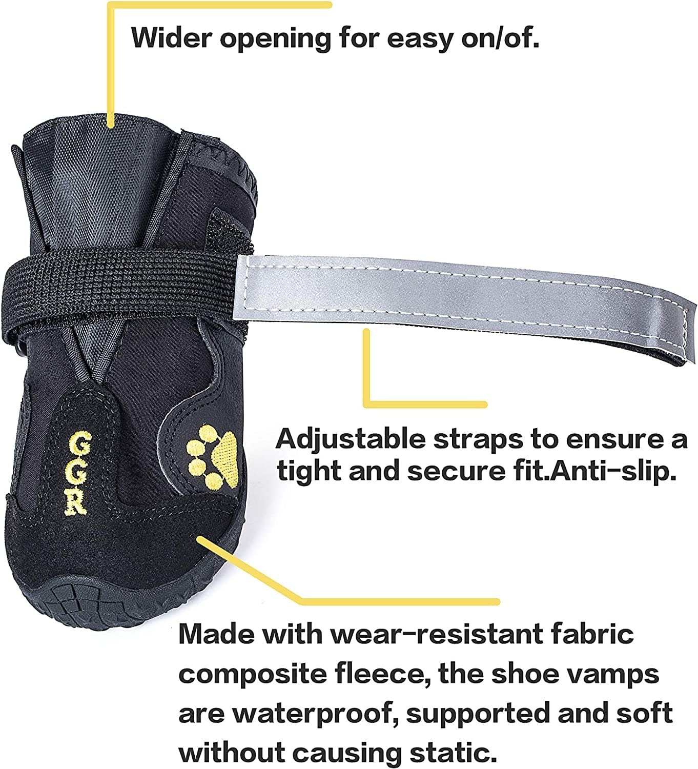 GGR Dog Shoes Pet Boots 4 Pcs Outdoor Waterproof and Wearproof Running Shoes for Dogs Pet Rain Boots (6#（2.9’’X2.5’’）, Black) Animals & Pet Supplies > Pet Supplies > Dog Supplies > Dog Apparel ggr   