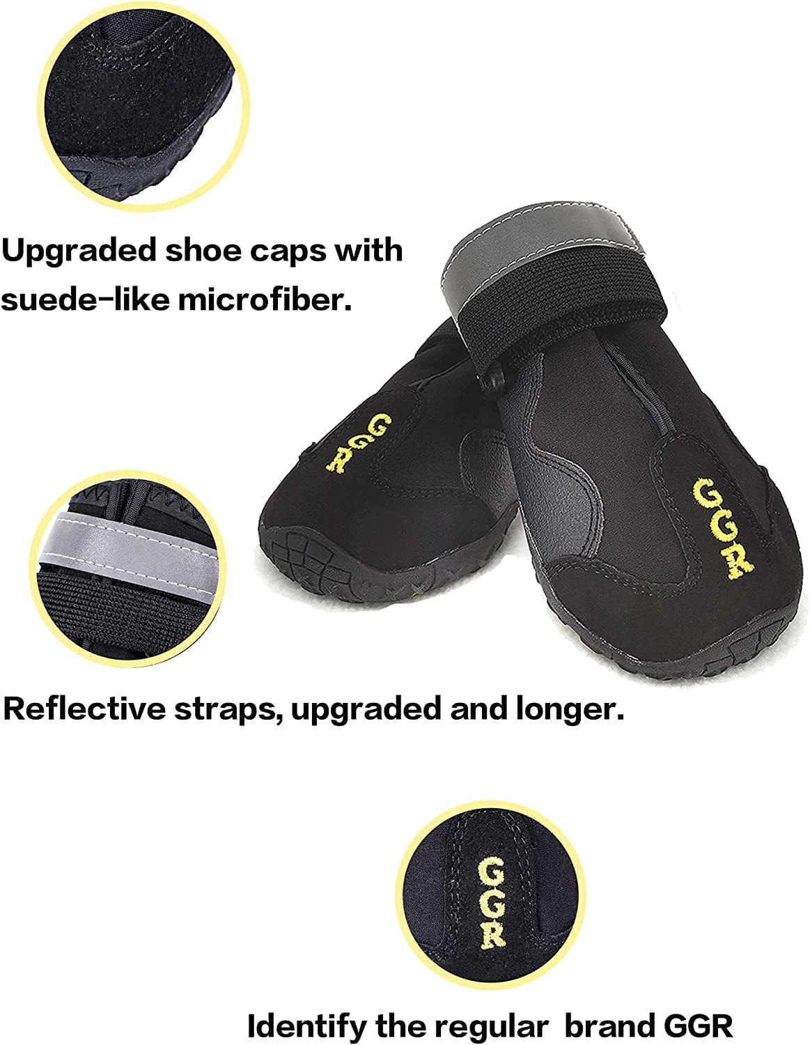 GGR Dog Shoes Pet Boots 4 Pcs Outdoor Waterproof and Wearproof Running Shoes for Dogs Pet Rain Boots (6#（2.9’’X2.5’’）, Black) Animals & Pet Supplies > Pet Supplies > Dog Supplies > Dog Apparel ggr   