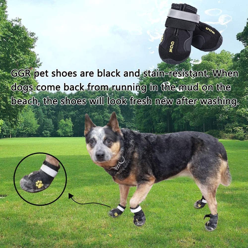 GGR Dog Shoes Pet Boots 4 Pcs Outdoor Waterproof and Wearproof Running Shoes for Dogs Pet Rain Boots (6#（2.9’’X2.5’’）, Black) Animals & Pet Supplies > Pet Supplies > Dog Supplies > Dog Apparel ggr   