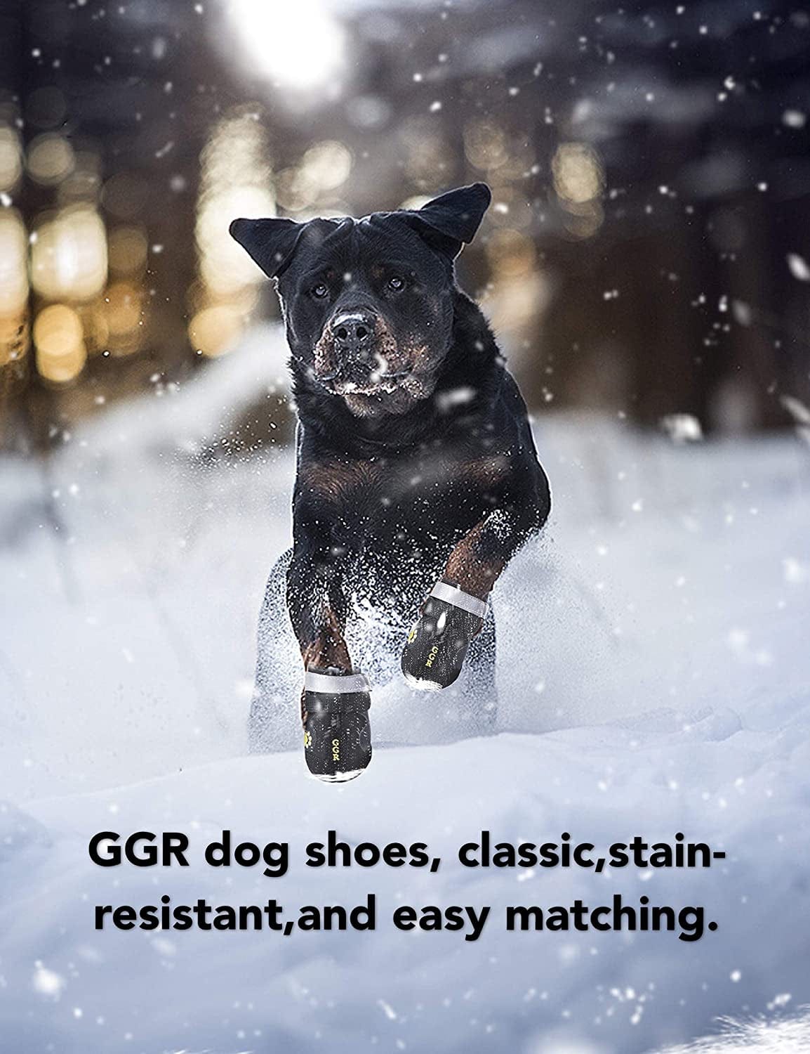 GGR Dog Shoes Pet Boots 4 Pcs Outdoor Waterproof and Wearproof Running Shoes for Dogs Pet Rain Boots (6#（2.9’’X2.5’’）, Black) Animals & Pet Supplies > Pet Supplies > Dog Supplies > Dog Apparel ggr   