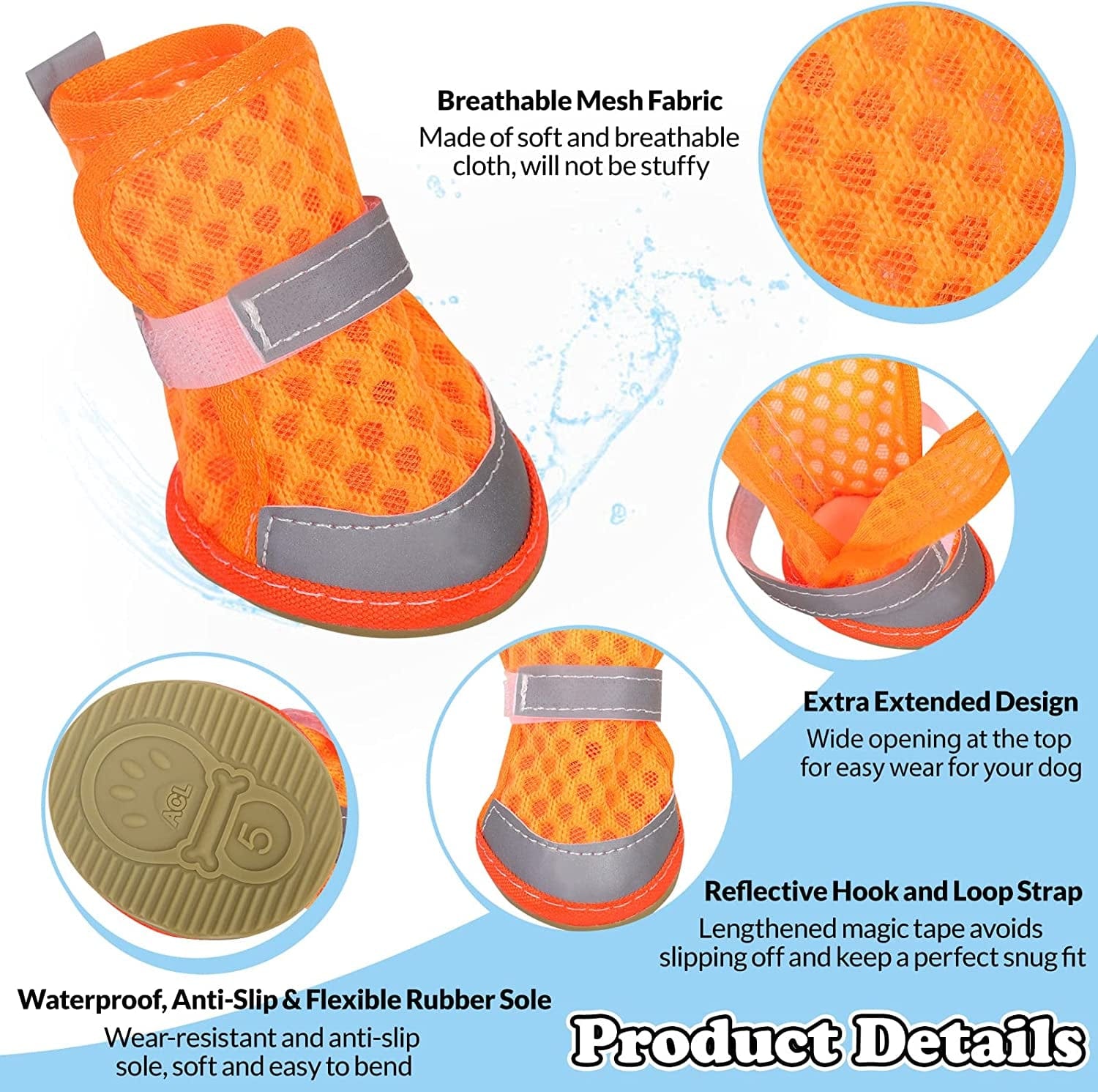 Ginbavi Soft Small Dog Shoes, Breathable Mesh Puppy Booties for Hot Pavement Walking Pet Sandals, Adjustable Reflective Dog Paw Protectors Boots for Hardwood Floors with Waterproof Non-Slip Soles Animals & Pet Supplies > Pet Supplies > Dog Supplies > Dog Apparel Ginbavi   