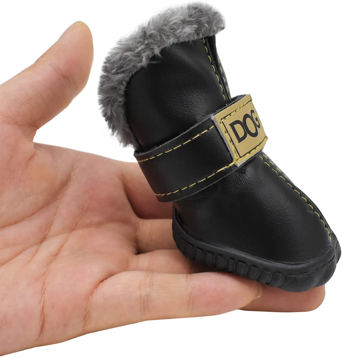GKYZBB PU Leather Dog Booties Warm and Waterproof Non-Slip Dog Boots & Paw Protectors,Dog Shoes Suitable for Medium and Small Dogs (Black, 3) Animals & Pet Supplies > Pet Supplies > Dog Supplies > Dog Apparel GKYZBB   