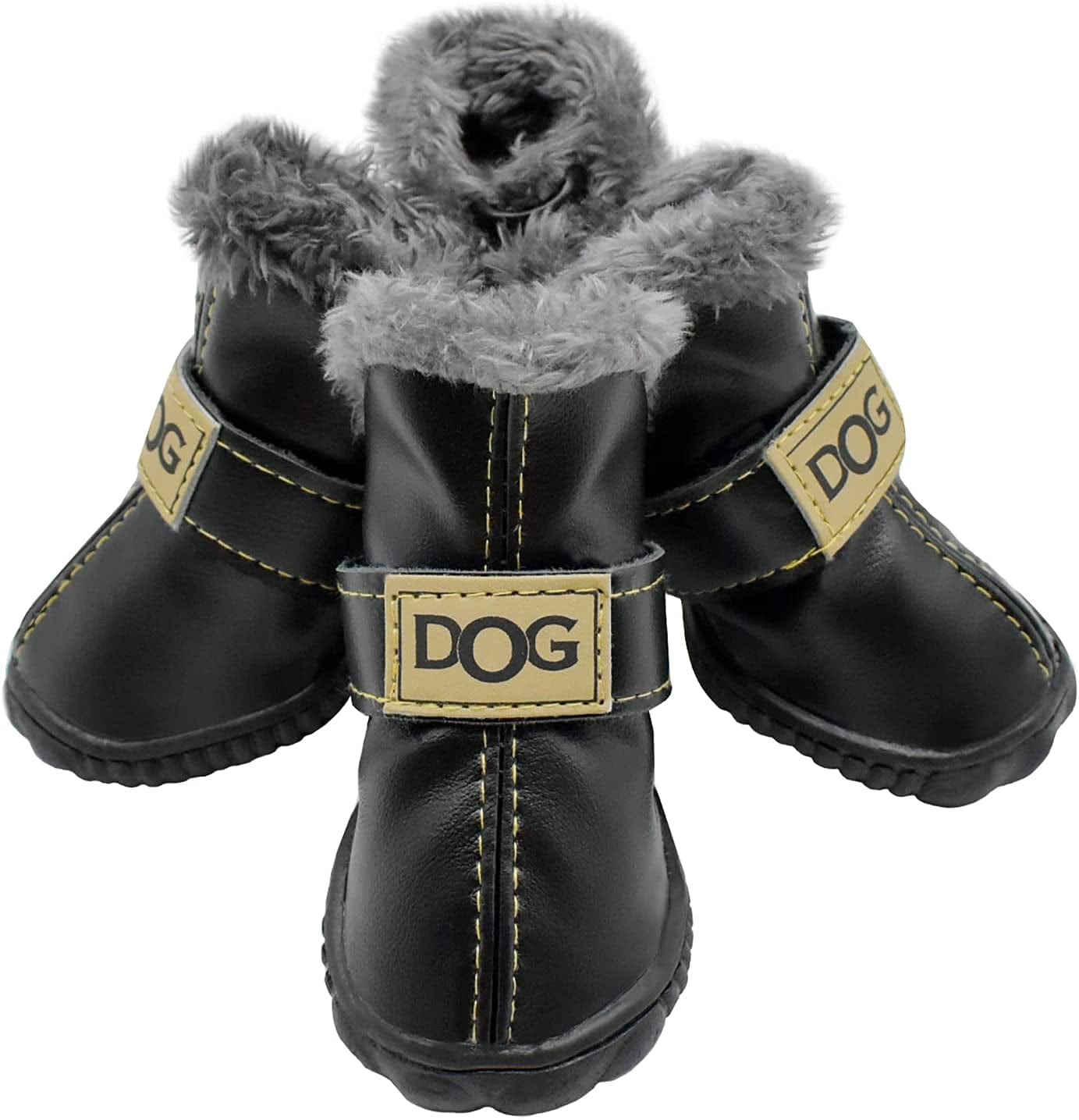 GKYZBB PU Leather Dog Booties Warm and Waterproof Non-Slip Dog Boots & Paw Protectors,Dog Shoes Suitable for Medium and Small Dogs (Black, 3) Animals & Pet Supplies > Pet Supplies > Dog Supplies > Dog Apparel GKYZBB   