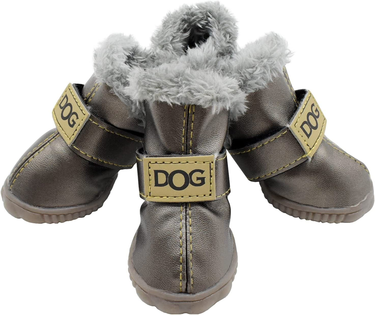 GKYZBB PU Leather Dog Booties Warm and Waterproof Non-Slip Dog Boots & Paw Protectors,Dog Shoes Suitable for Medium and Small Dogs (Black, 3) Animals & Pet Supplies > Pet Supplies > Dog Supplies > Dog Apparel GKYZBB Silver 3 