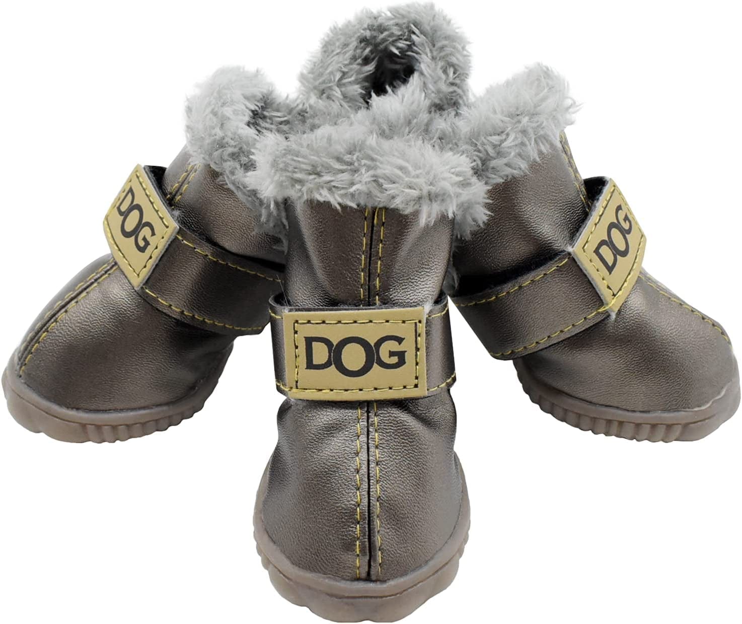 GKYZBB PU Leather Dog Booties Warm and Waterproof Non-Slip Dog Boots & Paw Protectors,Dog Shoes Suitable for Medium and Small Dogs (Black, 3) Animals & Pet Supplies > Pet Supplies > Dog Supplies > Dog Apparel GKYZBB Silver 3 