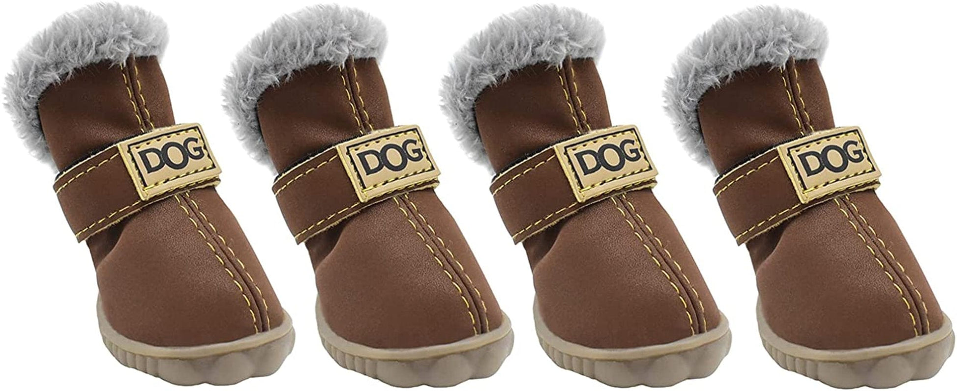 GKYZBB PU Leather Dog Booties Warm and Waterproof Non-Slip Dog Boots & Paw Protectors,Dog Shoes Suitable for Medium and Small Dogs (Black, 3) Animals & Pet Supplies > Pet Supplies > Dog Supplies > Dog Apparel GKYZBB Brown 3 
