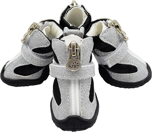 GKYZBB Silver Dog Booties Non-Slip Wear-Resistant Sports Dog Boots & Paw Protectors,Dog Shoe That Reflect Light at Night,Dog Shoes Suitable for Medium and Small Dogs (5) Animals & Pet Supplies > Pet Supplies > Dog Supplies > Dog Apparel GKYZBB 5  