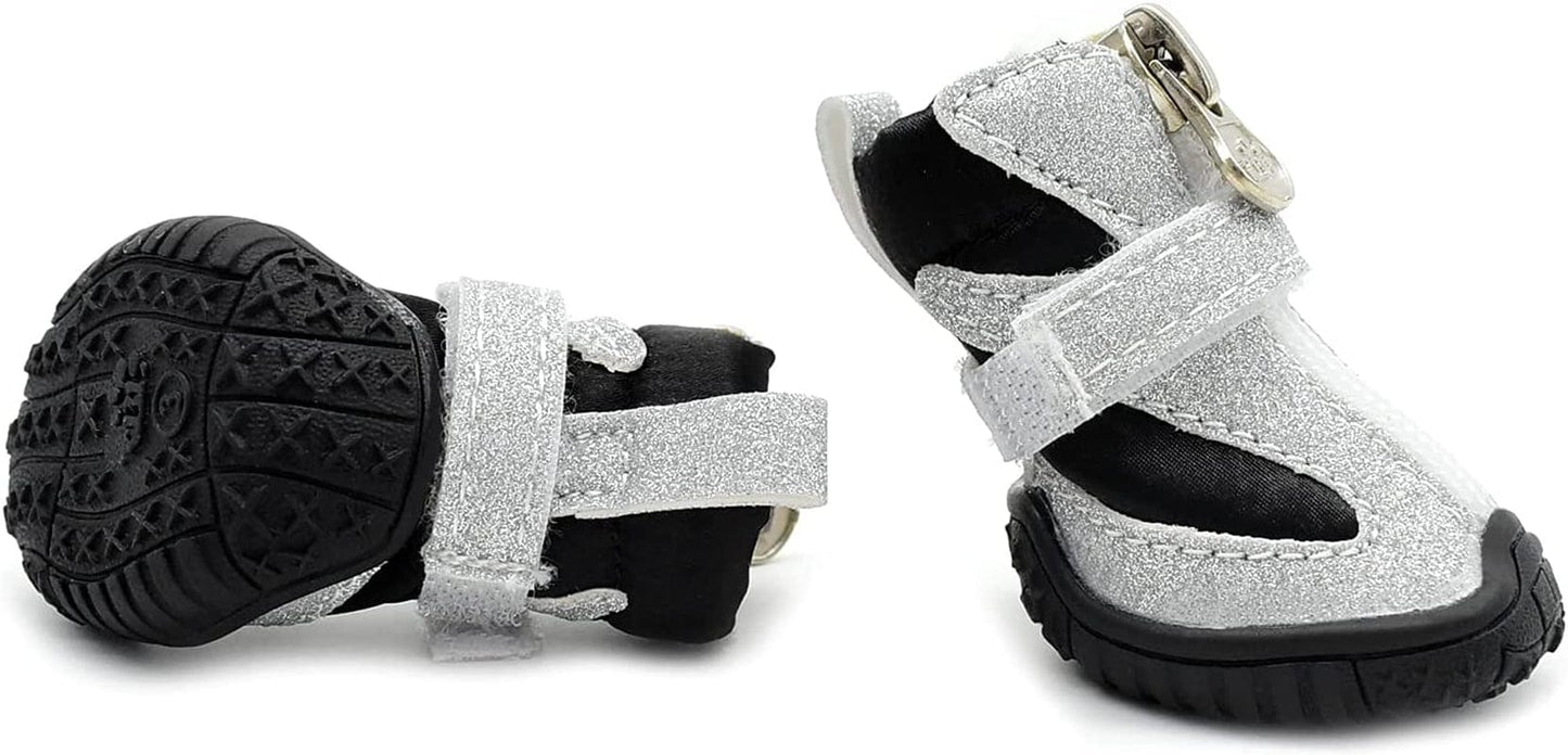 GKYZBB Silver Dog Booties Non-Slip Wear-Resistant Sports Dog Boots & Paw Protectors,Dog Shoe That Reflect Light at Night,Dog Shoes Suitable for Medium and Small Dogs (5) Animals & Pet Supplies > Pet Supplies > Dog Supplies > Dog Apparel GKYZBB   