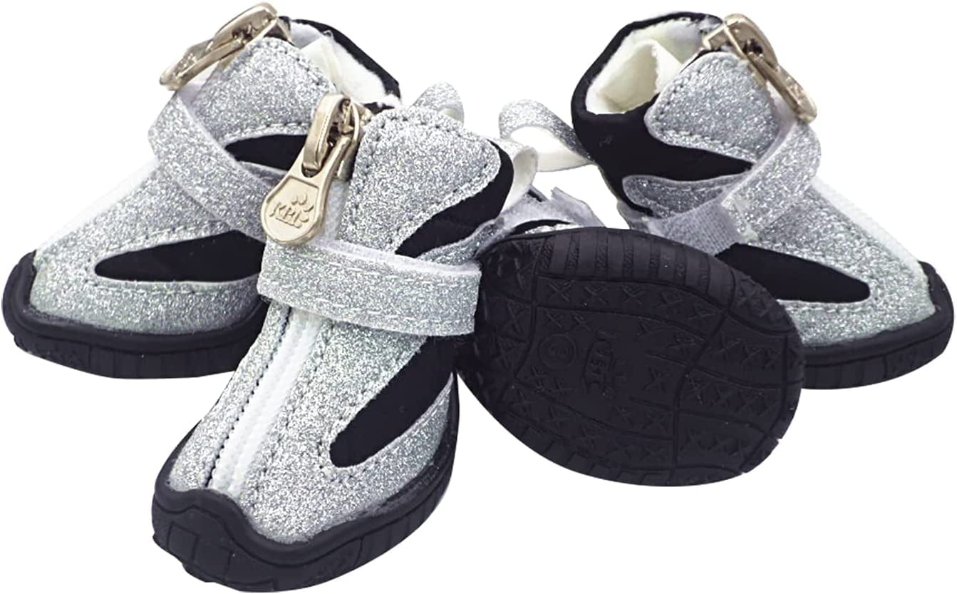 GKYZBB Silver Dog Booties Non-Slip Wear-Resistant Sports Dog Boots & Paw Protectors,Dog Shoe That Reflect Light at Night,Dog Shoes Suitable for Medium and Small Dogs (5) Animals & Pet Supplies > Pet Supplies > Dog Supplies > Dog Apparel GKYZBB   