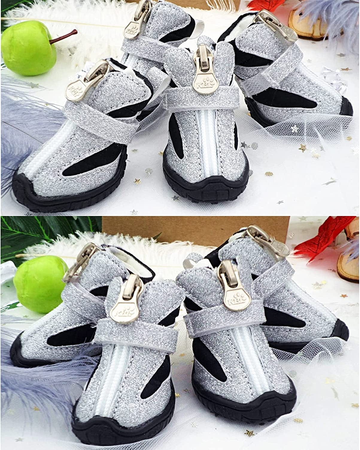 GKYZBB Silver Dog Booties Non-Slip Wear-Resistant Sports Dog Boots & Paw Protectors,Dog Shoe That Reflect Light at Night,Dog Shoes Suitable for Medium and Small Dogs (5) Animals & Pet Supplies > Pet Supplies > Dog Supplies > Dog Apparel GKYZBB   