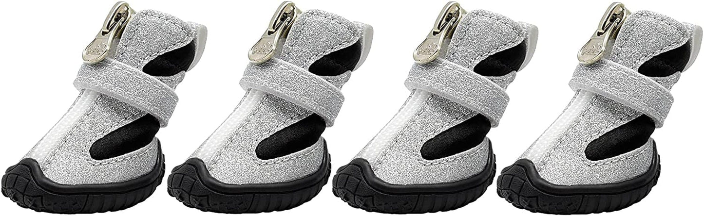 GKYZBB Silver Dog Booties Non-Slip Wear-Resistant Sports Dog Boots & Paw Protectors,Dog Shoe That Reflect Light at Night,Dog Shoes Suitable for Medium and Small Dogs (5) Animals & Pet Supplies > Pet Supplies > Dog Supplies > Dog Apparel GKYZBB   