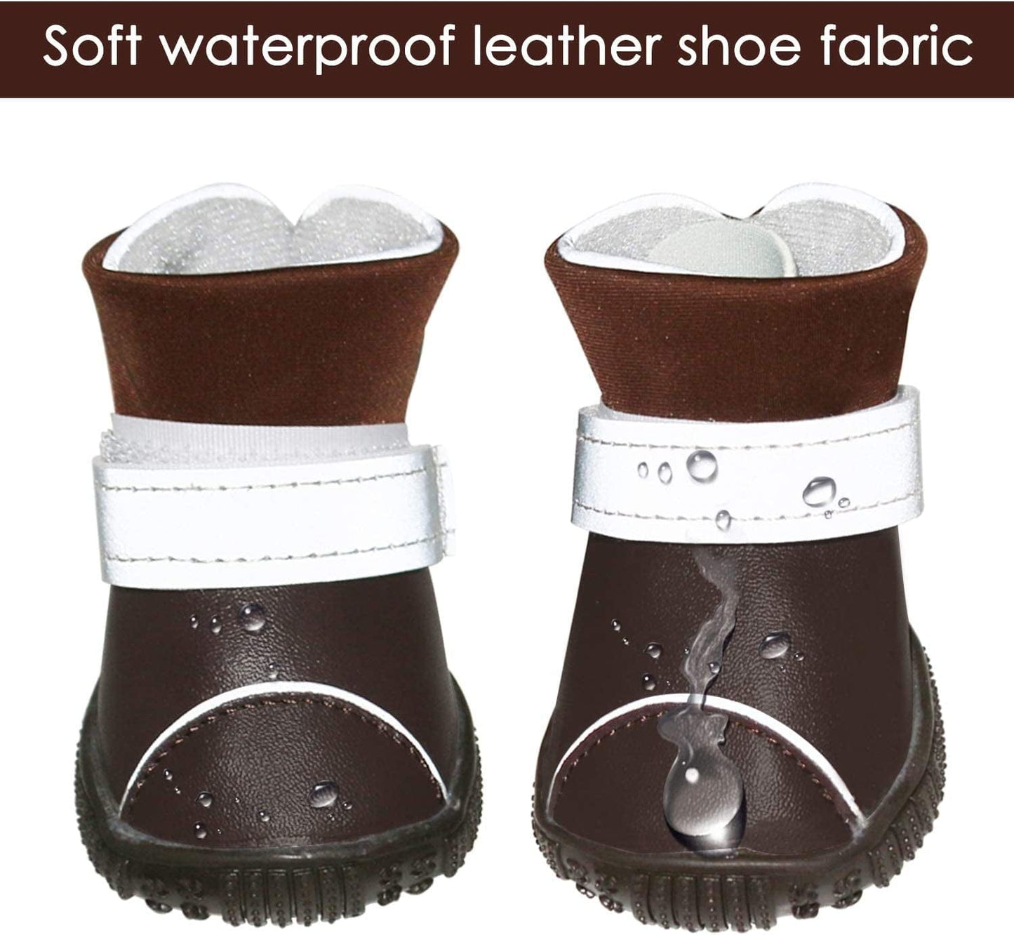GLE2016 Dog Boot, Waterproof Rugged Pet Dog Shoes Puppy Rain Boots Outdoor Indoor Shoes Large Dog Boots Non Slip Black Rubber Sole Breathable Paw Protectors (#4, Brown) Animals & Pet Supplies > Pet Supplies > Dog Supplies > Dog Apparel GLE2016   