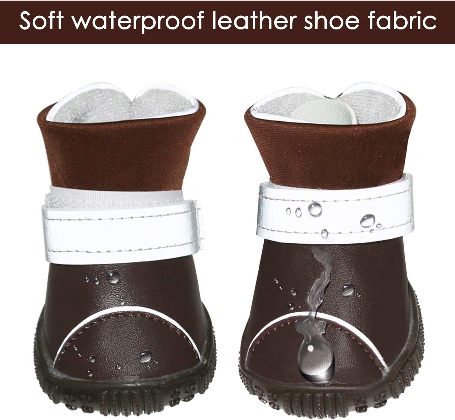 GLE2016 Dog Boot, Waterproof Rugged Pet Dog Shoes Puppy Rain Boots Outdoor Indoor Shoes Large Dog Boots Non Slip Black Rubber Sole Breathable Paw Protectors (#4, Brown) Animals & Pet Supplies > Pet Supplies > Dog Supplies > Dog Apparel GLE2016   