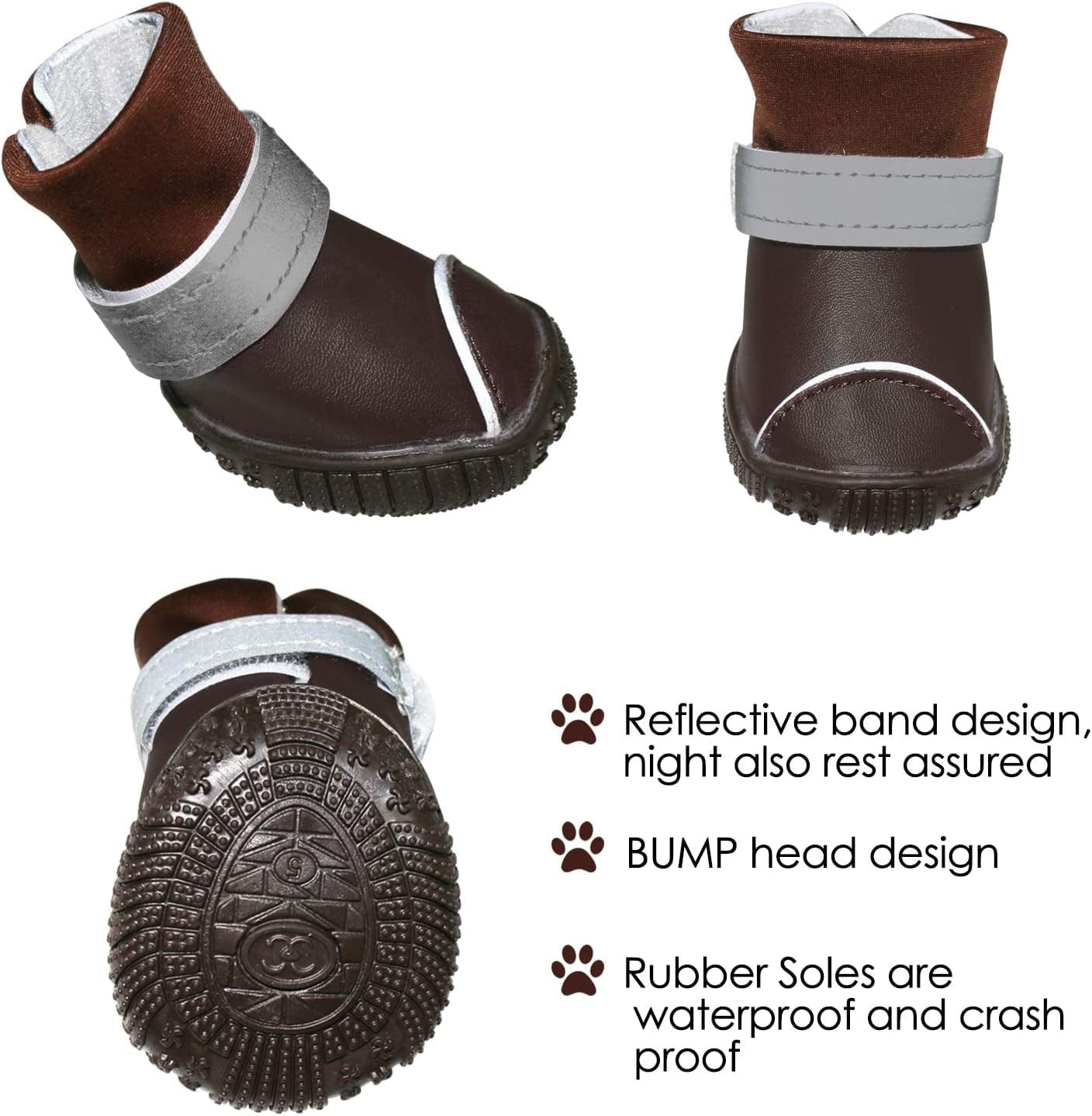 GLE2016 Dog Boot, Waterproof Rugged Pet Dog Shoes Puppy Rain Boots Outdoor Indoor Shoes Large Dog Boots Non Slip Black Rubber Sole Breathable Paw Protectors (#4, Brown) Animals & Pet Supplies > Pet Supplies > Dog Supplies > Dog Apparel GLE2016   