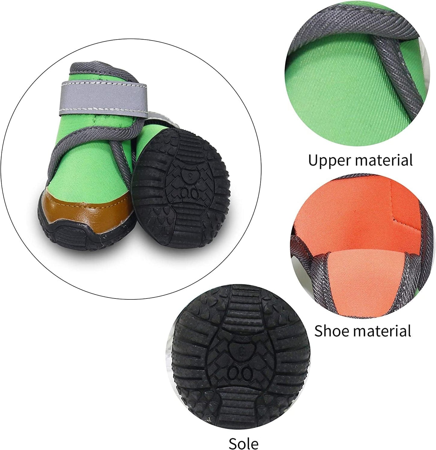 GLE2016 Dog Boot,Waterproof Rugged Pet Dog Shoes Puppy Rain Boots Outdoor Indoor Shoes Large Dog Boots Non Slip Black Rubber Sole Reflective Velcro Strap Breathable Paw Protectors (#3, Green) Animals & Pet Supplies > Pet Supplies > Dog Supplies > Dog Apparel GLE2016   
