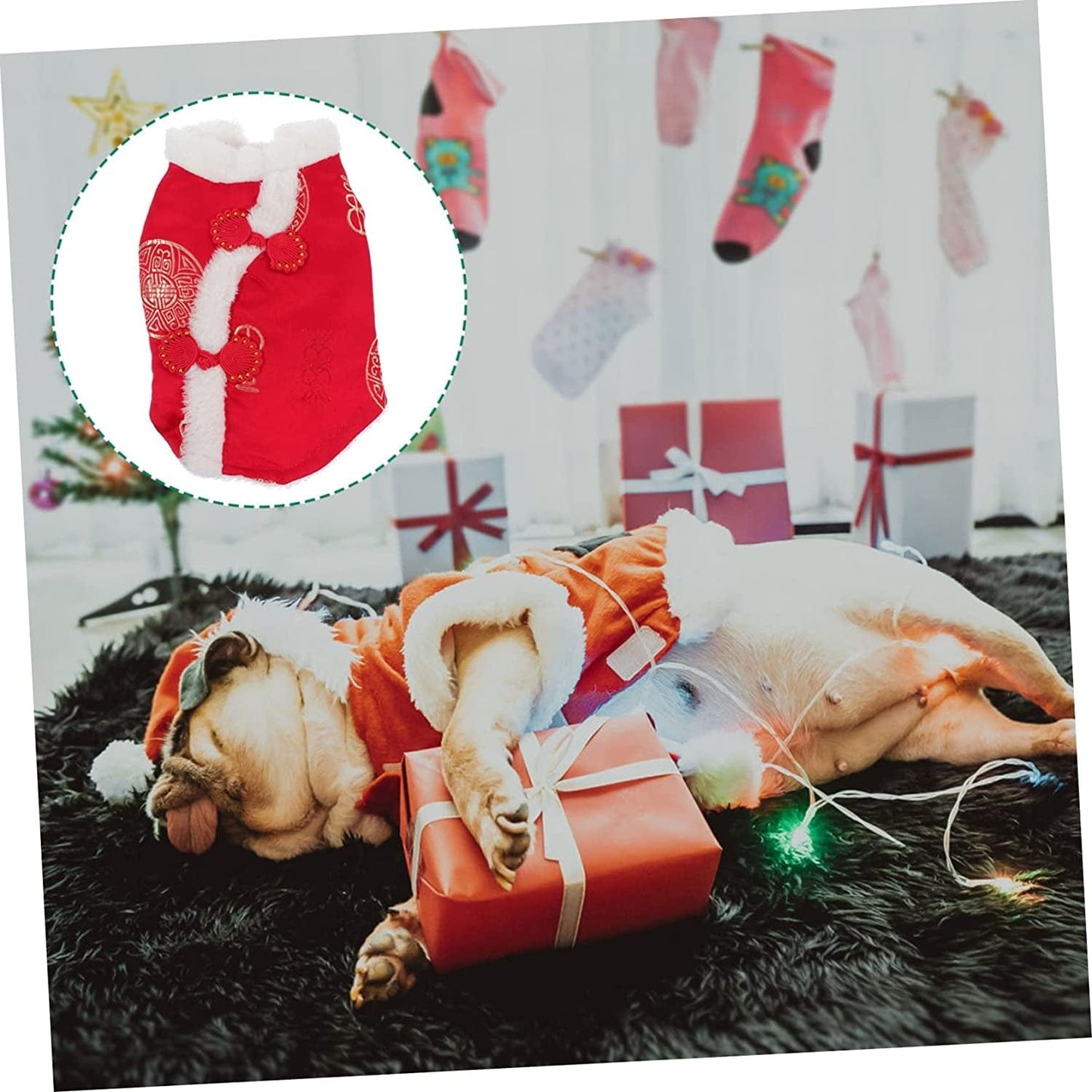 GLSTOY 3 Pcs Pet Suit Cotton Coat Dress Jacket Thermal Sets for Women Outfit Sets for Women Dog Winter Coat Pet Chinese Skirt Chinese Style Dog Vest Puppy Apparel Dog Puppy Vest Red Animals & Pet Supplies > Pet Supplies > Dog Supplies > Dog Apparel GLSTOY   