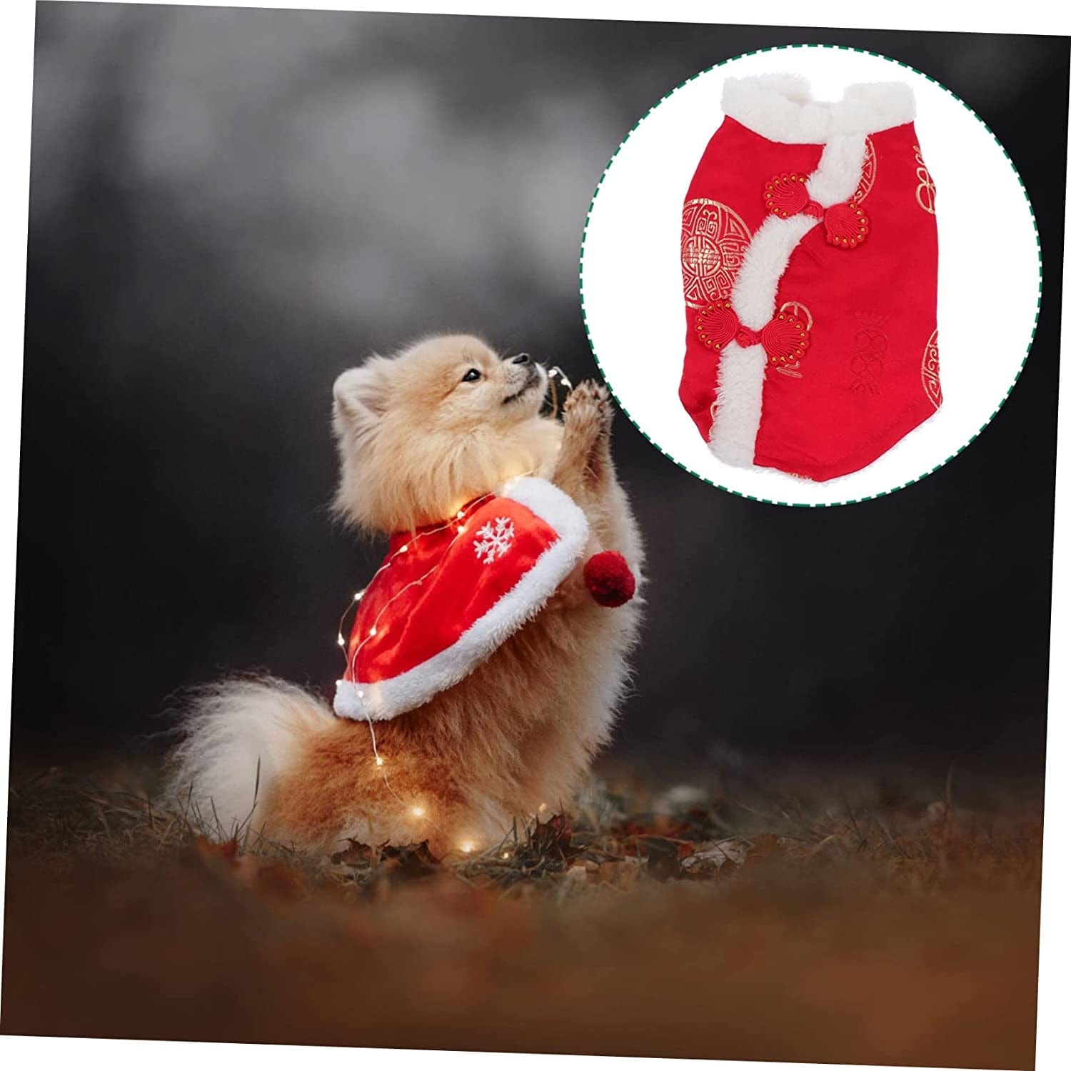 GLSTOY 3 Pcs Pet Suit Cotton Coat Dress Jacket Thermal Sets for Women Outfit Sets for Women Dog Winter Coat Pet Chinese Skirt Chinese Style Dog Vest Puppy Apparel Dog Puppy Vest Red Animals & Pet Supplies > Pet Supplies > Dog Supplies > Dog Apparel GLSTOY   