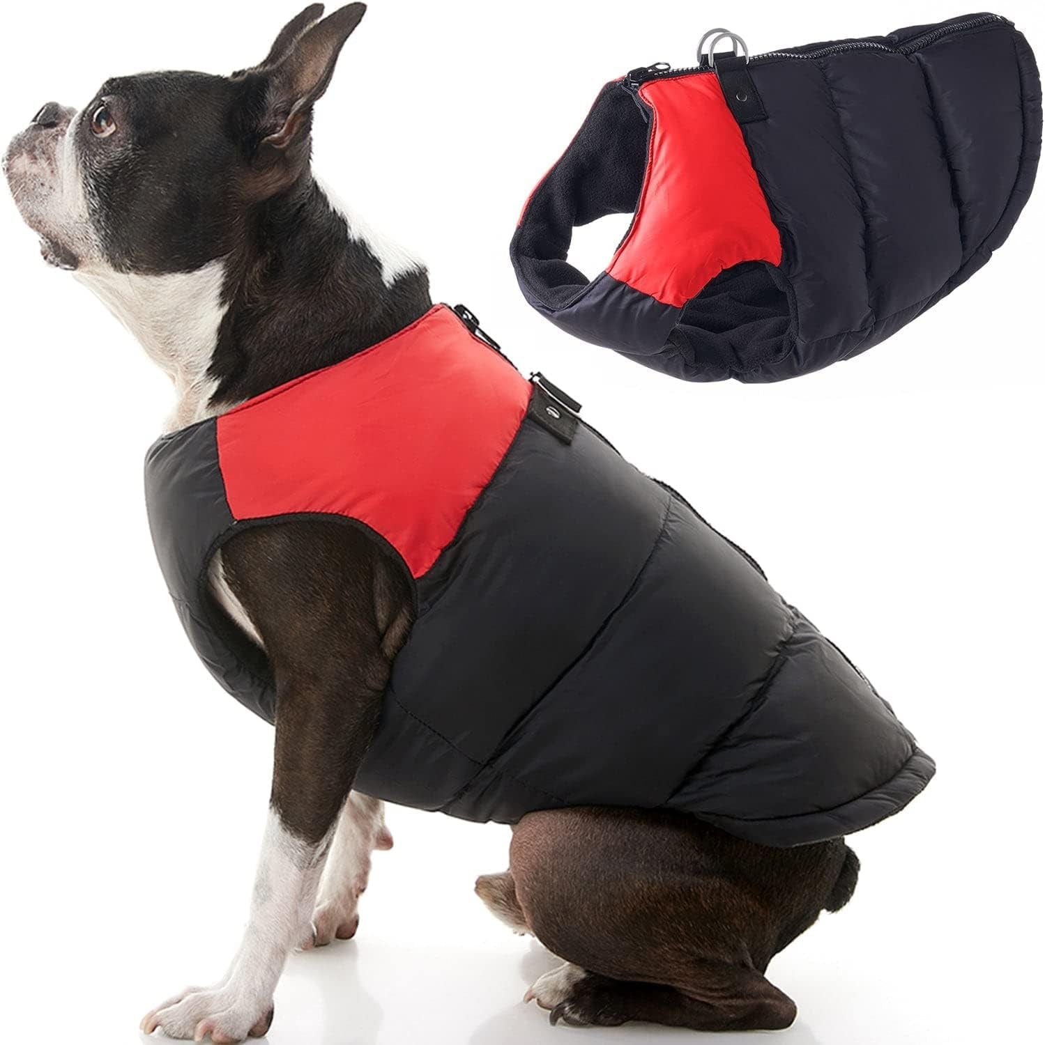 Gooby Padded Vest Dog Jacket - Blue, Large - Warm Zip up Dog Vest Fleece Jacket with Dual D Ring Leash - Winter Water Resistant Small Dog Sweater - Dog Clothes for Small Dogs Boy and Medium Dogs Animals & Pet Supplies > Pet Supplies > Dog Supplies > Dog Apparel Gooby Red 1 Medium chest (18.25")