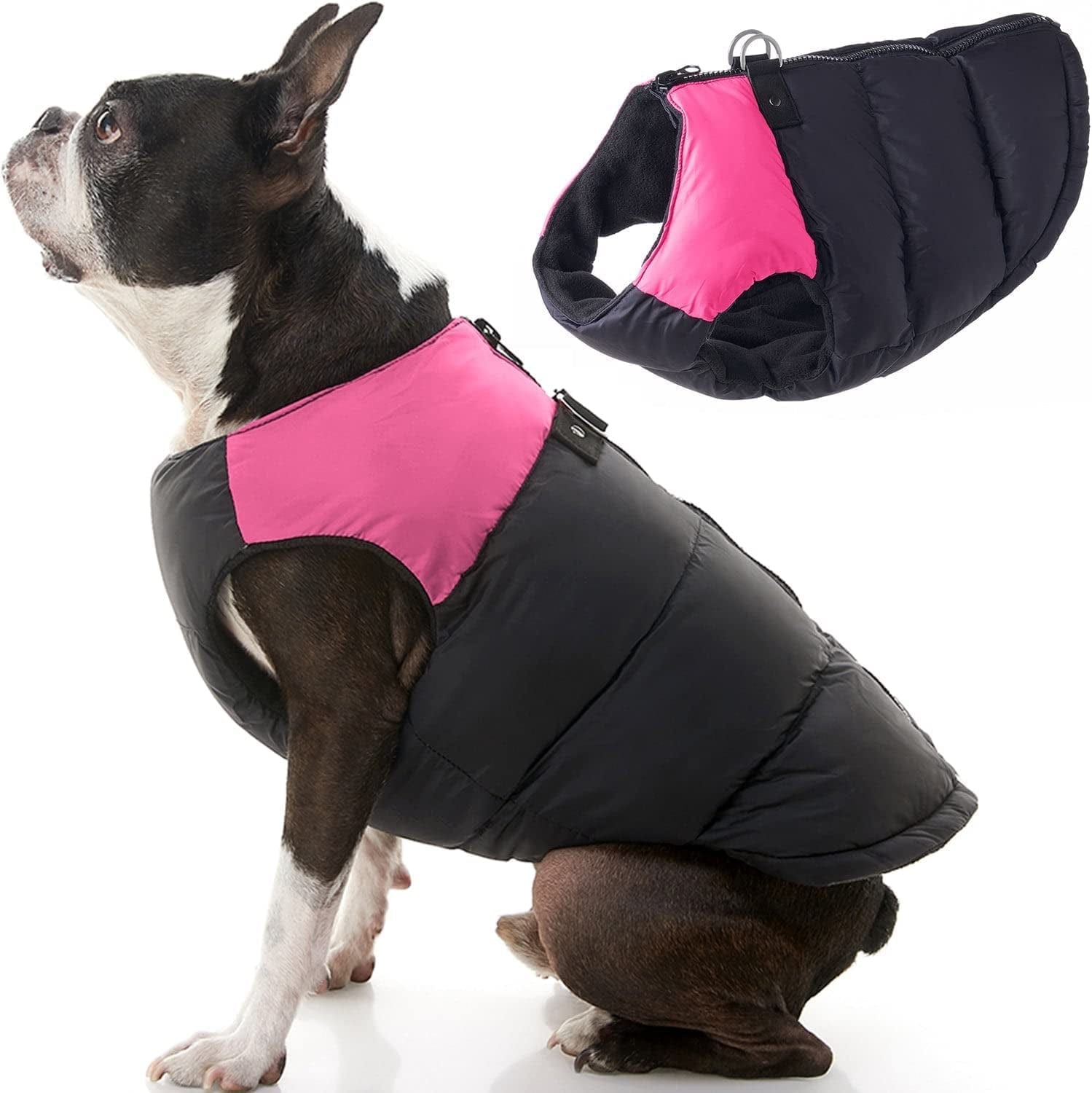 Gooby Padded Vest Dog Jacket - Blue, Large - Warm Zip up Dog Vest Fleece Jacket with Dual D Ring Leash - Winter Water Resistant Small Dog Sweater - Dog Clothes for Small Dogs Boy and Medium Dogs Animals & Pet Supplies > Pet Supplies > Dog Supplies > Dog Apparel Gooby Pink 1 X-Small chest (13")