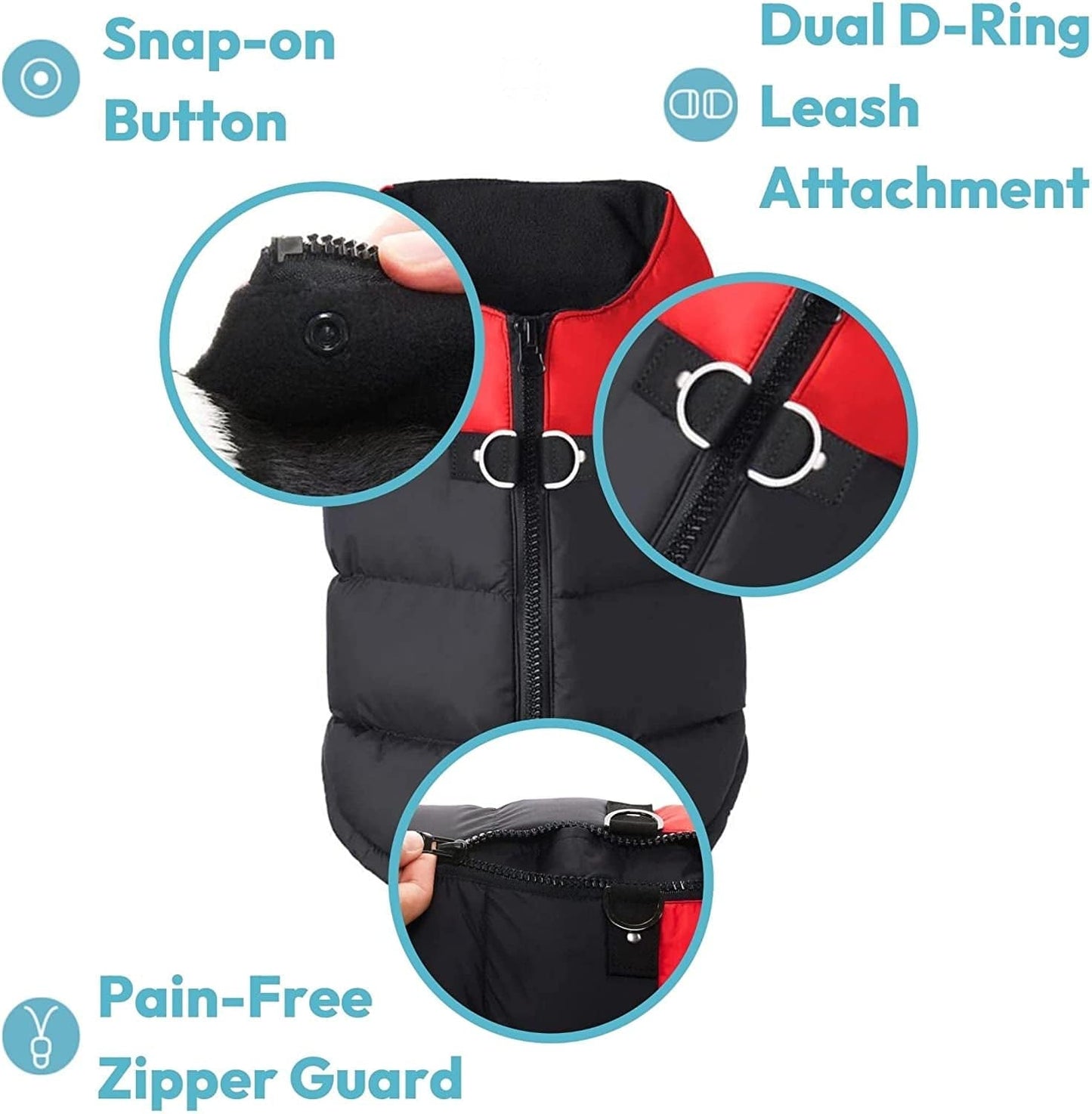 Gooby Padded Vest Dog Jacket - Blue, Large - Warm Zip up Dog Vest Fleece Jacket with Dual D Ring Leash - Winter Water Resistant Small Dog Sweater - Dog Clothes for Small Dogs Boy and Medium Dogs Animals & Pet Supplies > Pet Supplies > Dog Supplies > Dog Apparel Gooby   