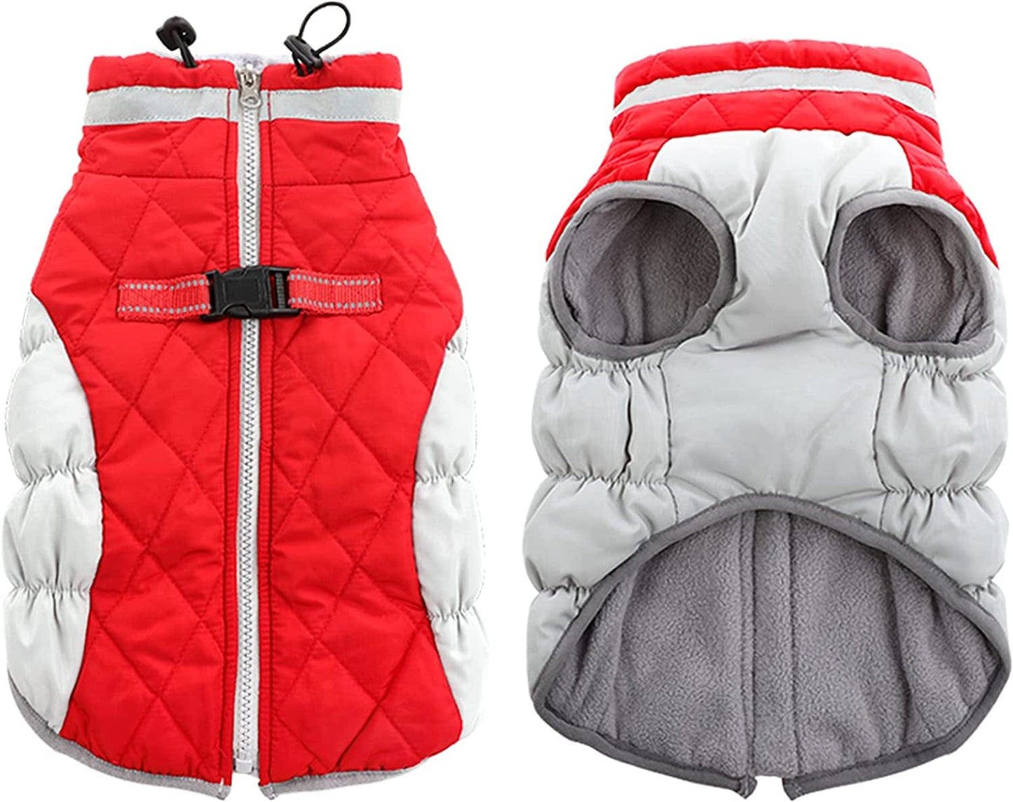 Gorsbark Dog Jacket Warm Coat Thicken Dog Vest, Winter Clothing, Windproof Pet Apparel Cold Weather, Puppy Padded Lining Reflective Strips Plush Fur Collar Small Medium Large Dogs Bule L Animals & Pet Supplies > Pet Supplies > Dog Supplies > Dog Apparel Gorsbark Red X-Small 