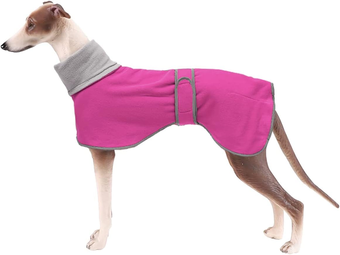 Greyhound Cosy Fleece Jumper, Dog Winter Coat with Warm Fleece Lining, Outdoor Dog Apparel with Adjustable Bands for Medium, Large Dog Pink-S Animals & Pet Supplies > Pet Supplies > Dog Supplies > Dog Apparel Geyecete Pink XX-Large 