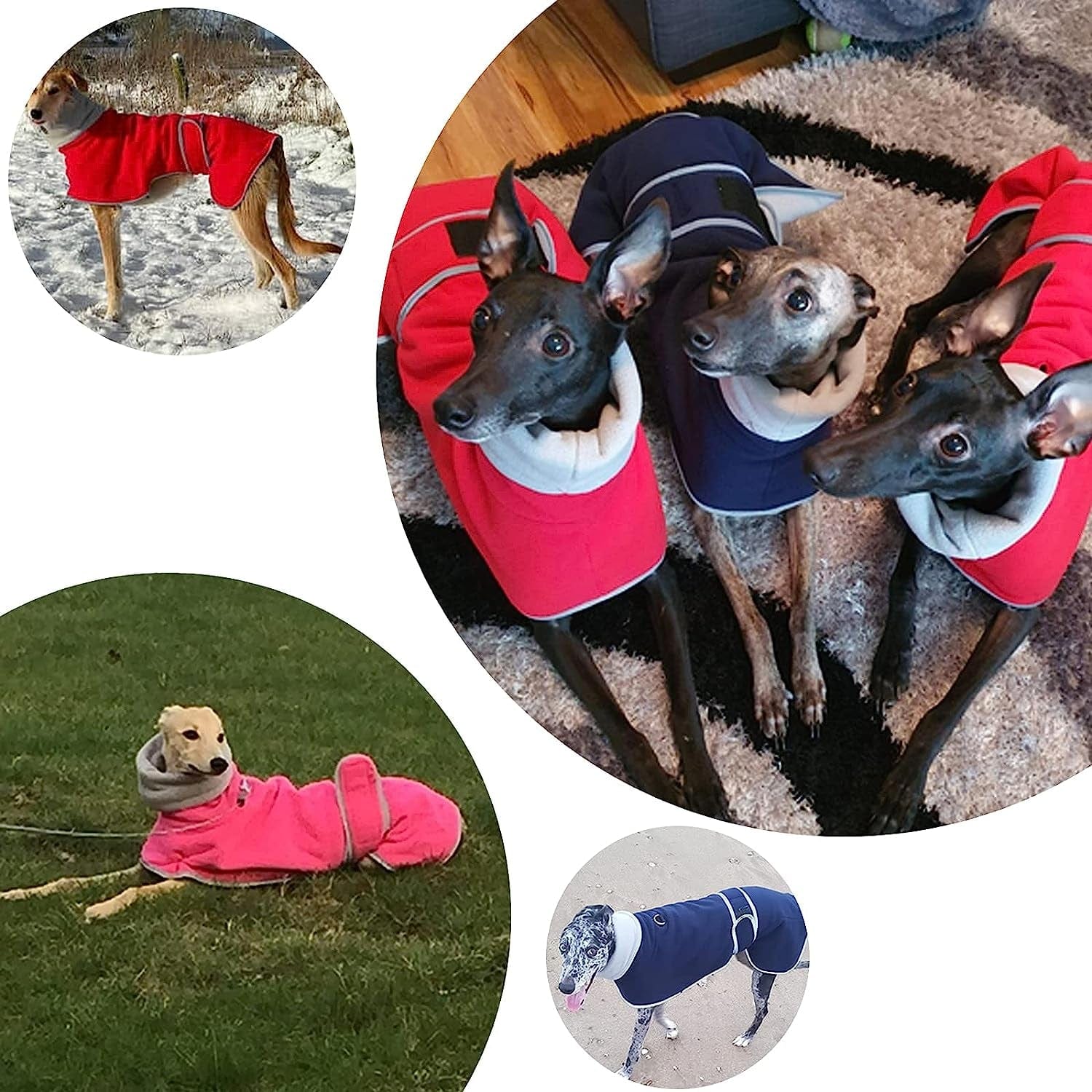 Greyhound Cosy Fleece Jumper, Dog Winter Coat with Warm Fleece Lining, Outdoor Dog Apparel with Adjustable Bands for Medium, Large Dog Pink-S Animals & Pet Supplies > Pet Supplies > Dog Supplies > Dog Apparel Geyecete   