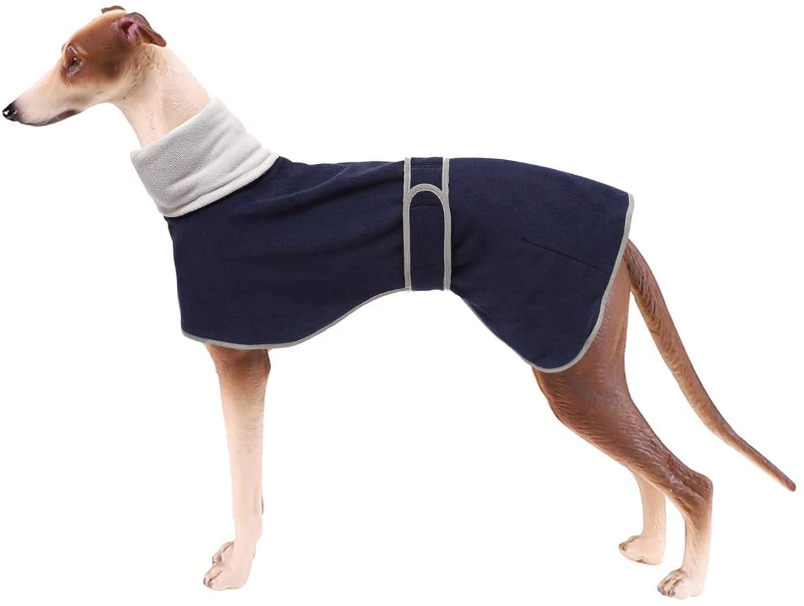 Greyhound Cosy Fleece Jumper, Dog Winter Coat with Warm Fleece Lining, Outdoor Dog Apparel with Adjustable Bands for Medium, Large Dog Pink-S Animals & Pet Supplies > Pet Supplies > Dog Supplies > Dog Apparel Geyecete Blue Medium 