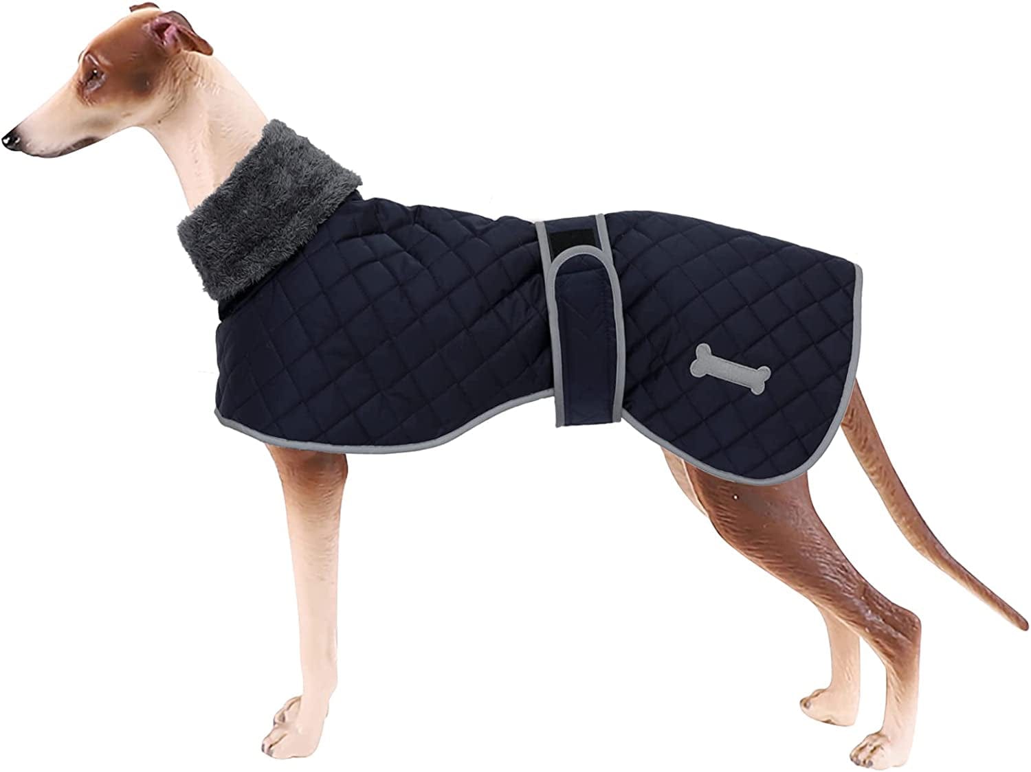 Greyhound Cosy Fleece Jumper, Dog Winter Coat with Warm Fleece Lining, Outdoor Dog Apparel with Adjustable Bands for Medium, Large Dog Pink-S Animals & Pet Supplies > Pet Supplies > Dog Supplies > Dog Apparel Geyecete Blue(Waterproof) X-Large 