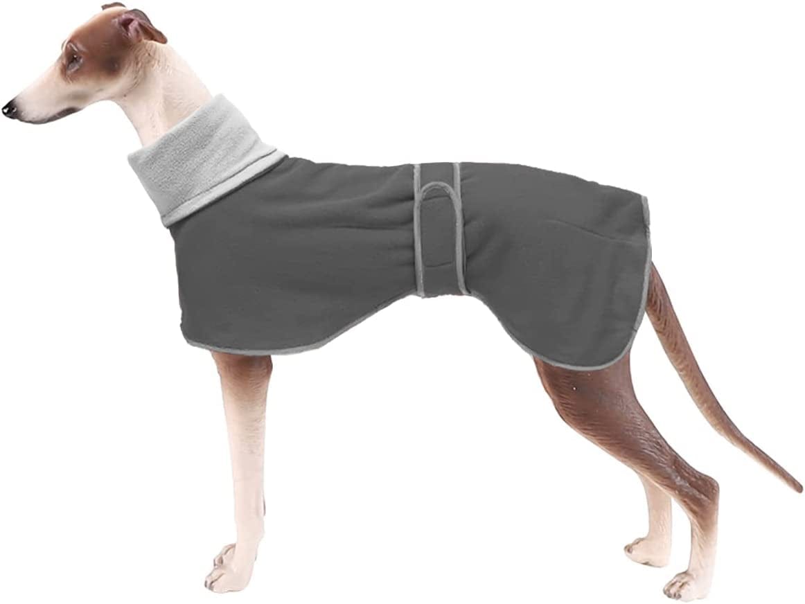 Greyhound Cosy Fleece Jumper, Dog Winter Coat with Warm Fleece Lining, Outdoor Dog Apparel with Adjustable Bands for Medium, Large Dog Pink-S Animals & Pet Supplies > Pet Supplies > Dog Supplies > Dog Apparel Geyecete Gray XX-Large 