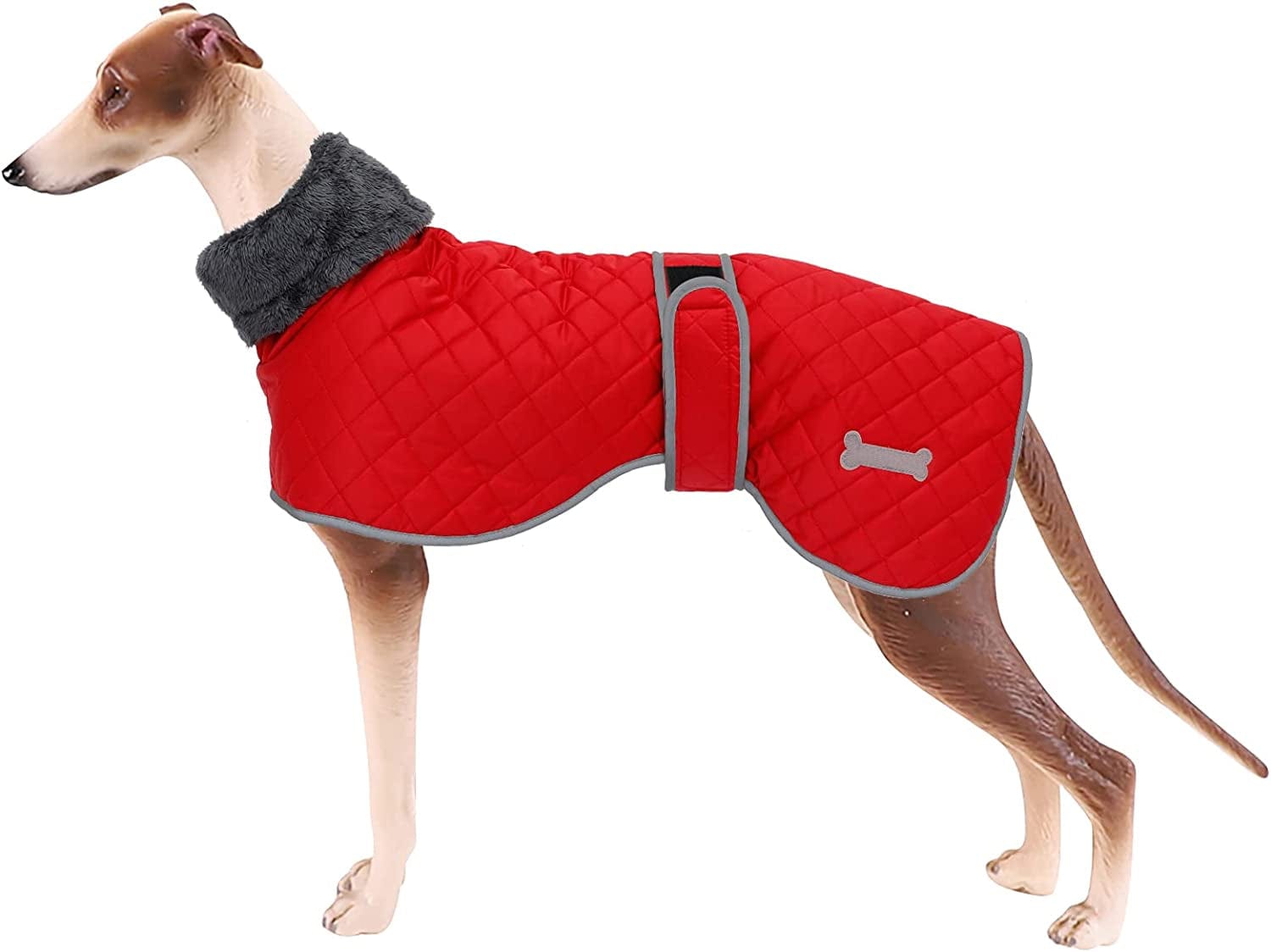 Greyhound Cosy Fleece Jumper, Dog Winter Coat with Warm Fleece Lining, Outdoor Dog Apparel with Adjustable Bands for Medium, Large Dog Pink-S Animals & Pet Supplies > Pet Supplies > Dog Supplies > Dog Apparel Geyecete Red(Waterproof) Medium 