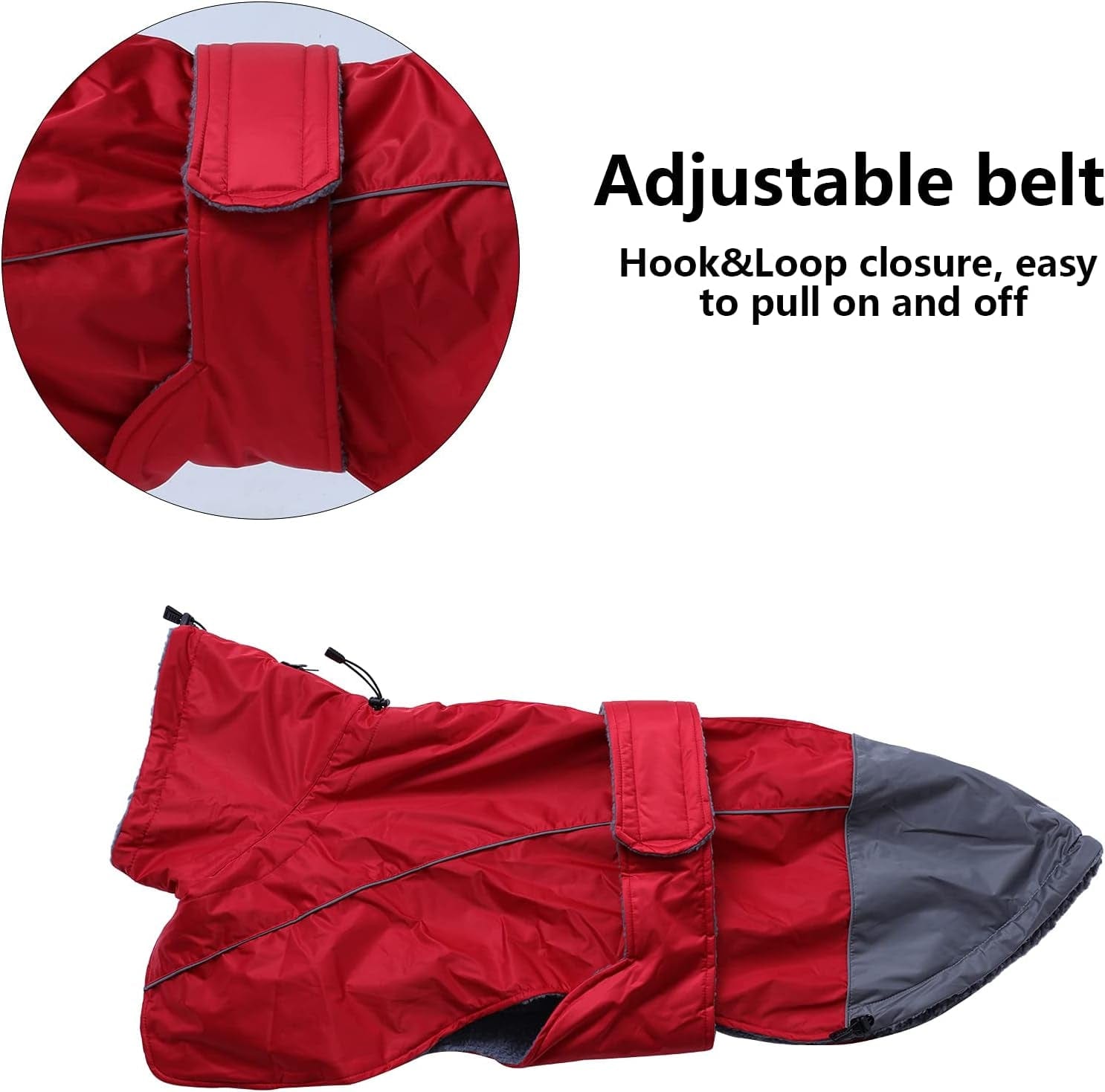 Greyhound Lurcher Winter Coat, Whippet Jacket with Padded Fleece, Waterproof Dog Snowsuit with Adjustable Bands and High Reflective Be Safety - Red - Medium Animals & Pet Supplies > Pet Supplies > Dog Supplies > Dog Apparel Morezi   