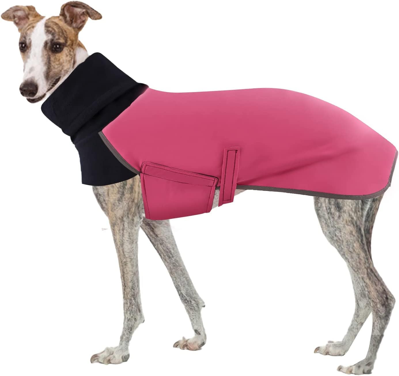 Greyhound Winter Coat, Dog Jacket Waterproof, Greyhound Coat with Harness Hole, Waterproof Dog Coats, Dog Jumper Jacket, Whippet Raincoat, Outdoor Dog Apparel for Whippet Lurcher Salukis (S, Black) Animals & Pet Supplies > Pet Supplies > Dog Supplies > Dog Apparel GZDDG Pink L 