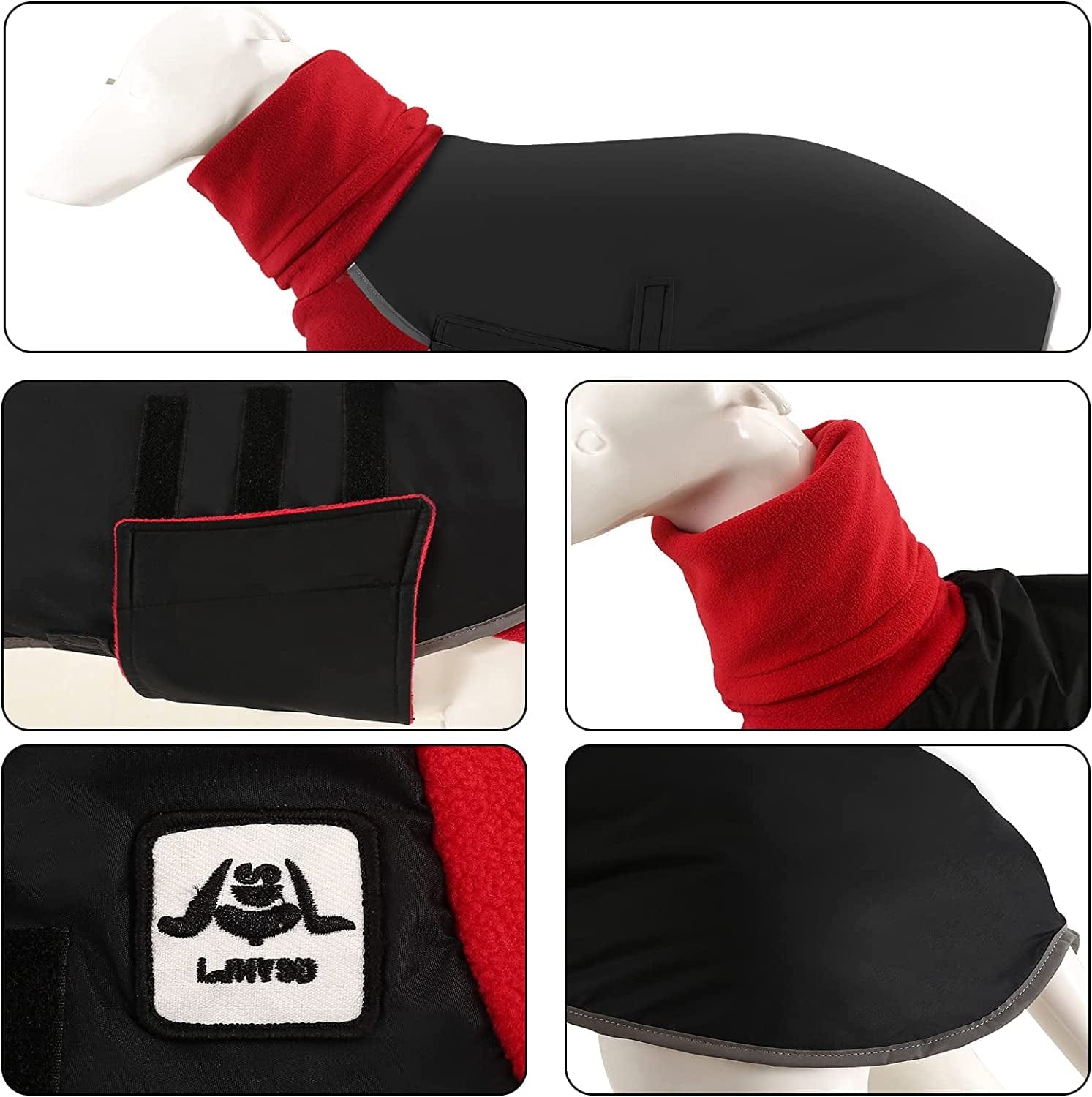 Greyhound Winter Coat, Dog Jacket Waterproof, Greyhound Coat with Harness Hole, Waterproof Dog Coats, Dog Jumper Jacket, Whippet Raincoat, Outdoor Dog Apparel for Whippet Lurcher Salukis (S, Black) Animals & Pet Supplies > Pet Supplies > Dog Supplies > Dog Apparel GZDDG   