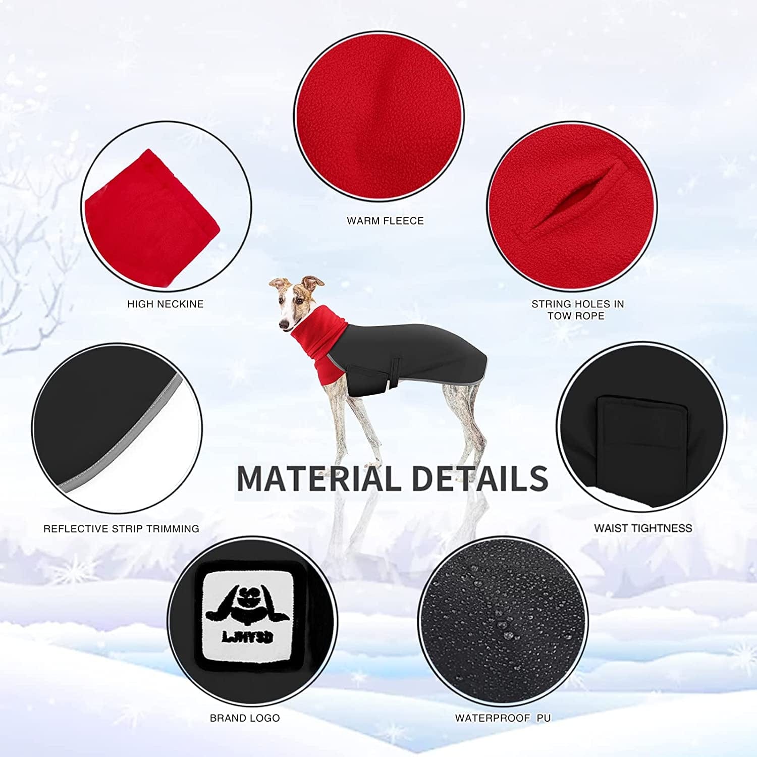 Greyhound Winter Coat, Dog Jacket Waterproof, Greyhound Coat with Harness Hole, Waterproof Dog Coats, Dog Jumper Jacket, Whippet Raincoat, Outdoor Dog Apparel for Whippet Lurcher Salukis (S, Black) Animals & Pet Supplies > Pet Supplies > Dog Supplies > Dog Apparel GZDDG   