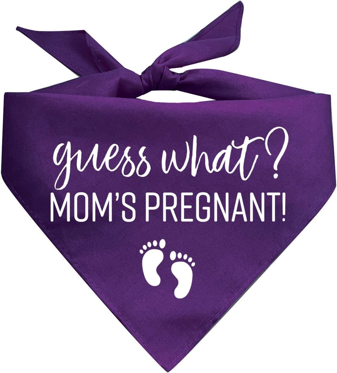 Guess What? Moms Pregnant Printed Dog Bandana (Assorted Colors) Animals & Pet Supplies > Pet Supplies > Dog Supplies > Dog Apparel Tees & Tails Purple One Size 